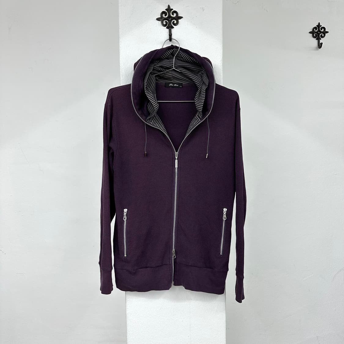 stripe layered purple hood zip 상품이미지3