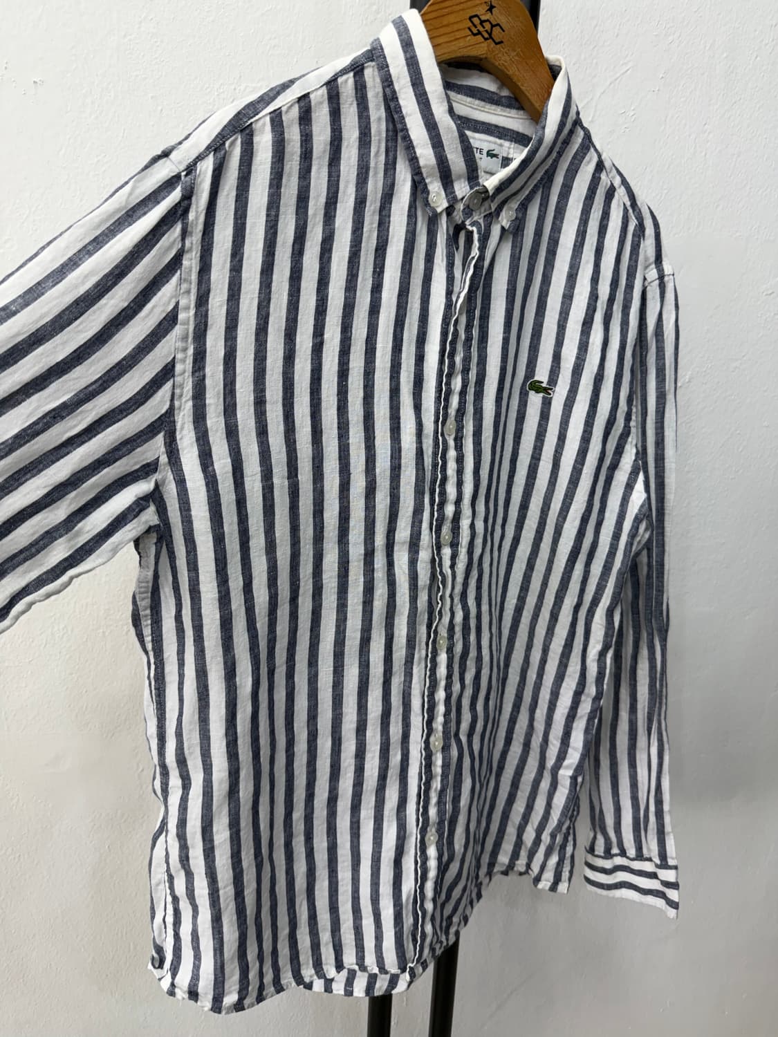 정품) 라코스테 남성 린넨 스트라이프 셔츠 M 상품이미지2