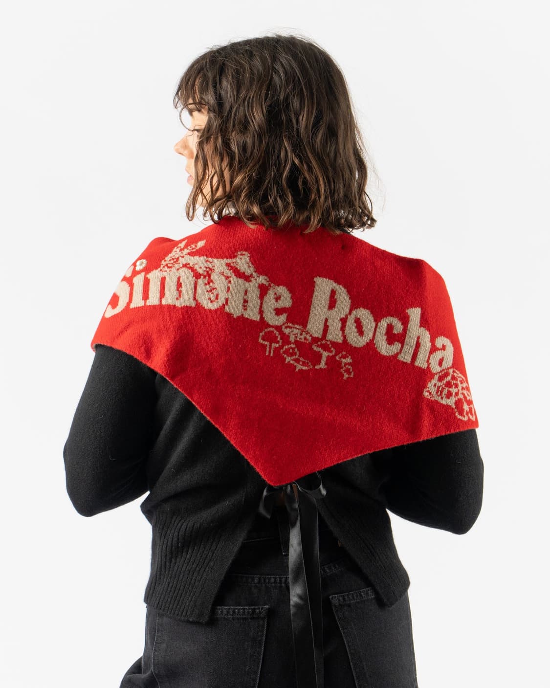 시몬로샤 25fw 비즈 그래픽 캐시미어 스카프/레드 상품이미지3