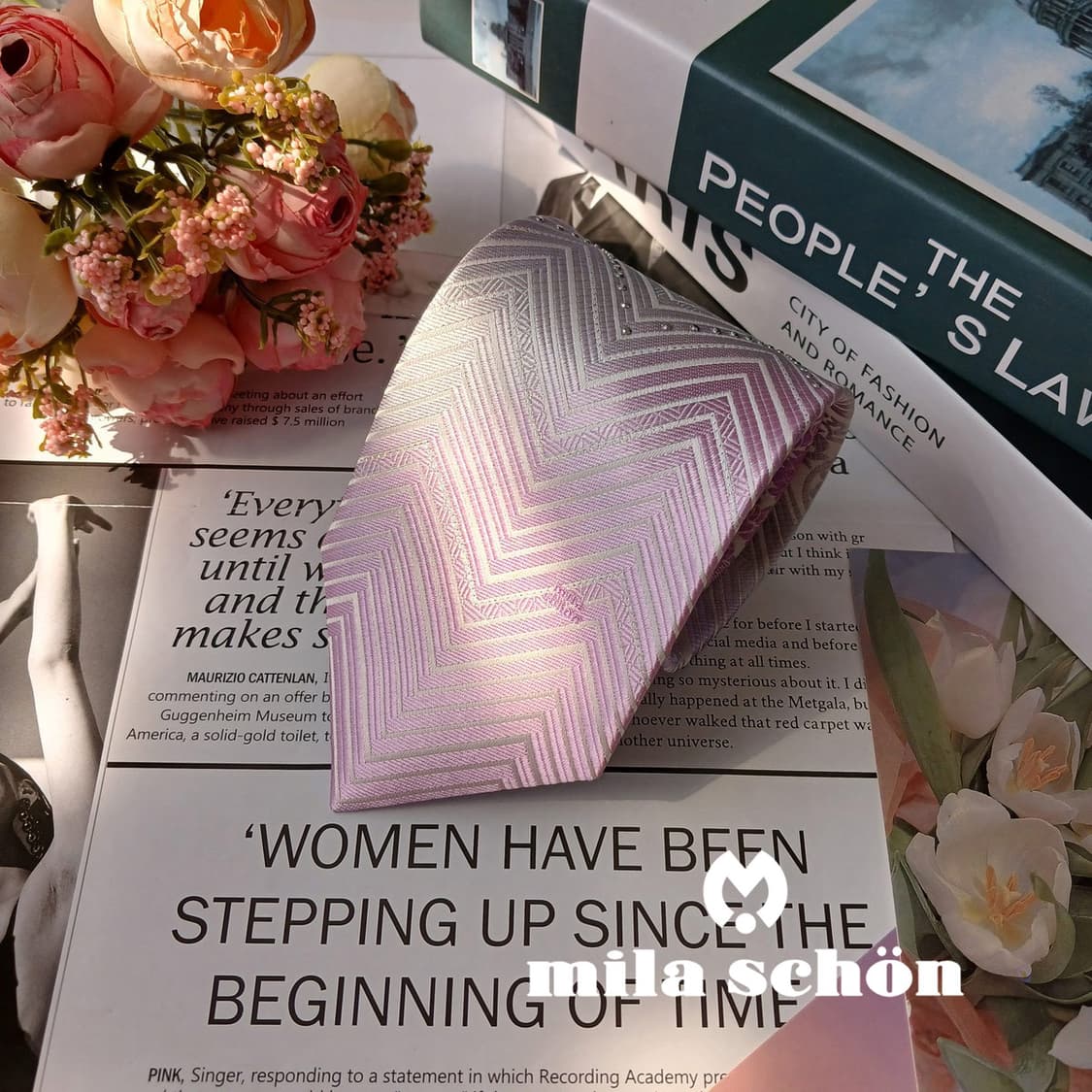 밀라숀 실크 핑크 패턴 넥타이 9cm A+등급 E808
 상품이미지2