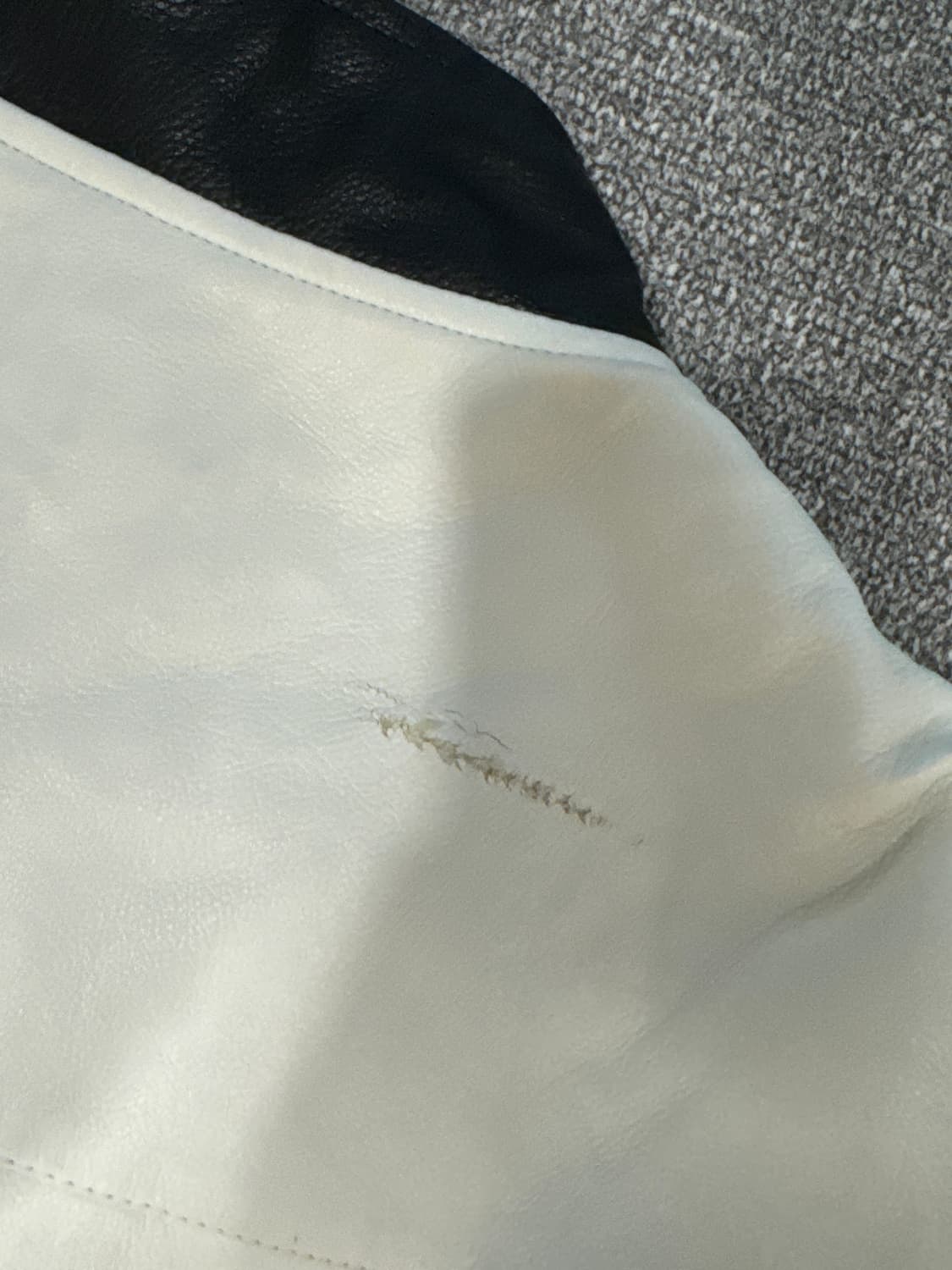 빈티지 화이트 레더 자켓 M  상품이미지4