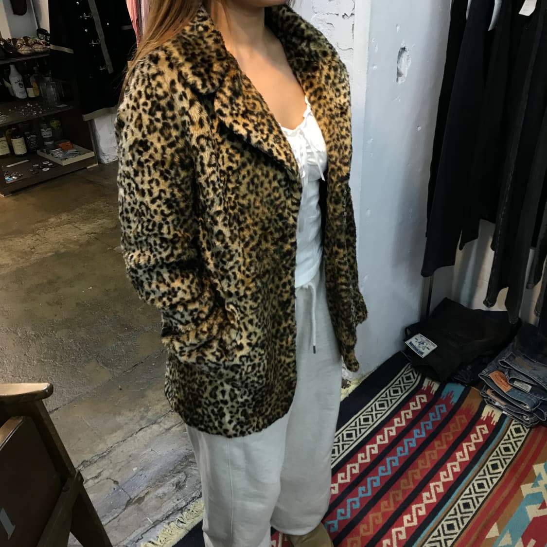 VTG 빈티지 레오파드 패턴 하프 코트 자켓 여성 프리사이즈  상품이미지9
