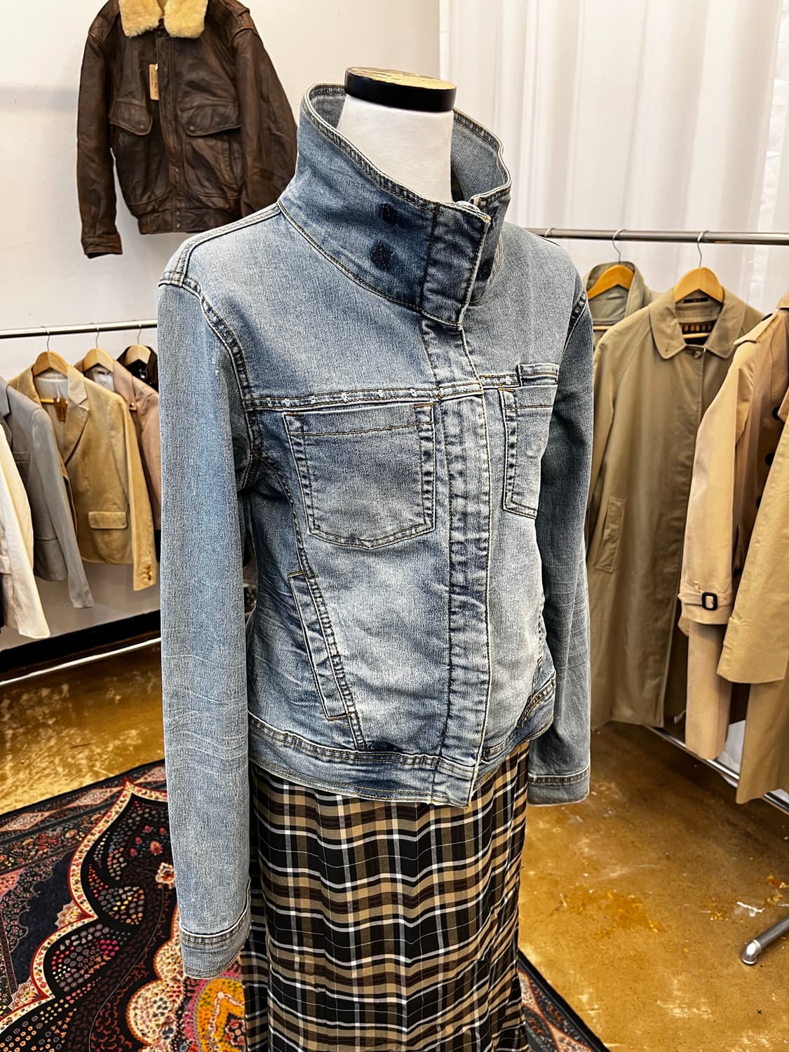 하이넥 집업 데님 자켓 상품이미지1