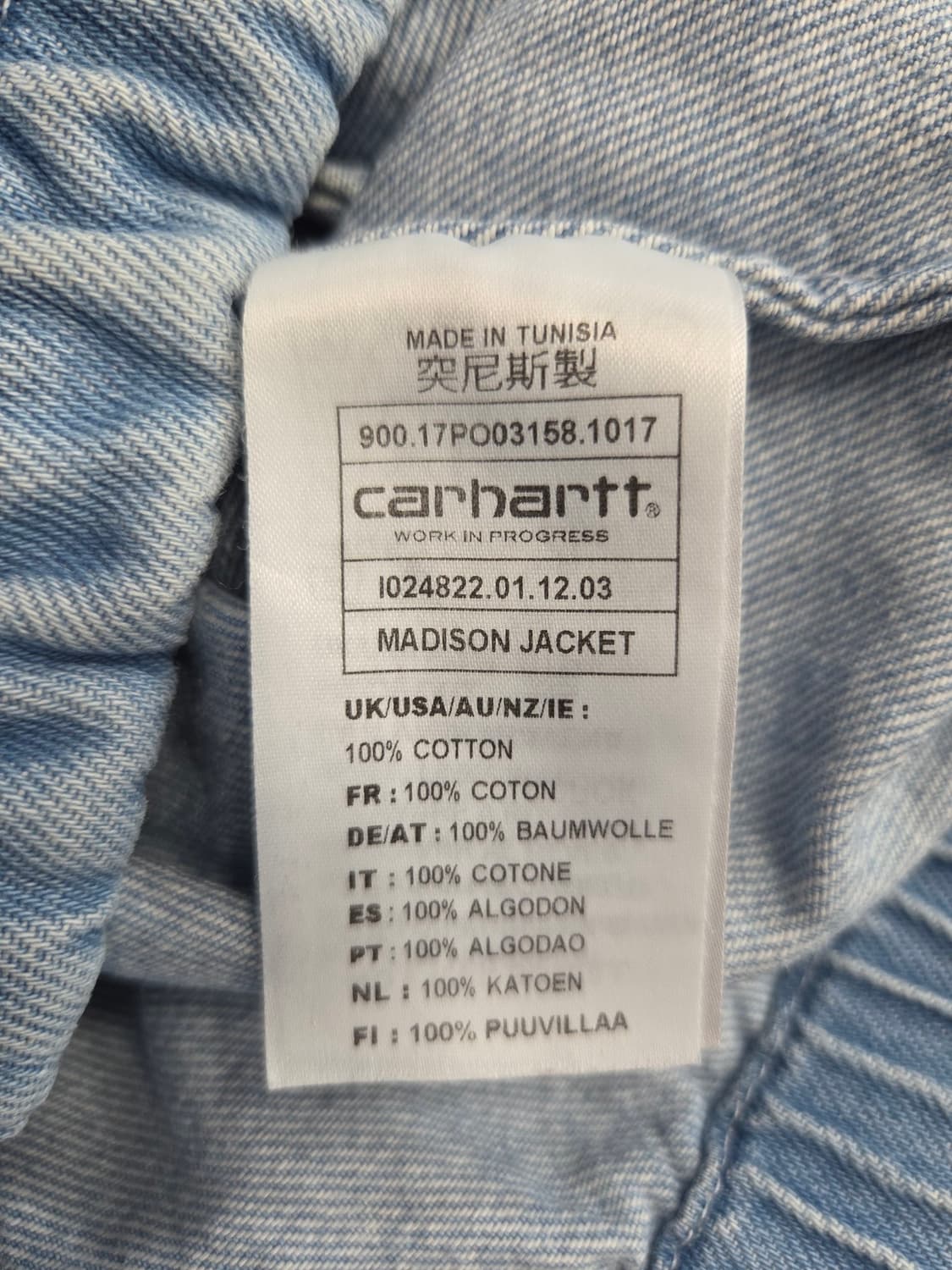 Carhartt WIP 매디슨 데님 자켓 라이트블루 상품이미지7