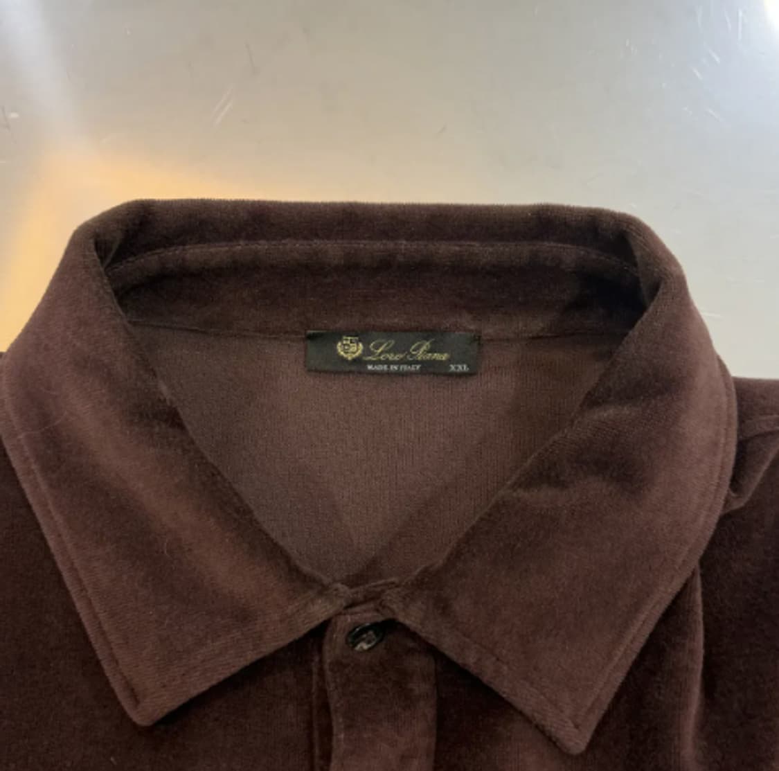 [정품] 로로피아나 벨벳 코튼 폴로 셔츠 브라운 XXL 상품이미지2