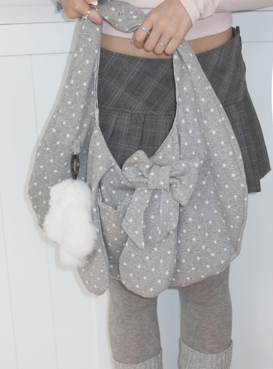 NUYET 버니 리본 도트 백 상품이미지4