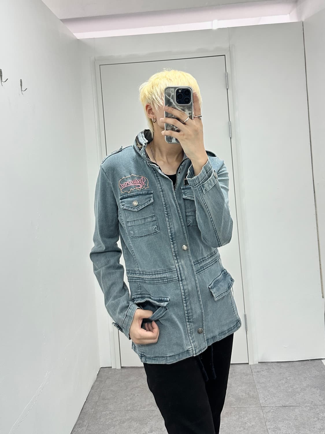 Vintage y2k patch detail denim jacket 상품이미지2