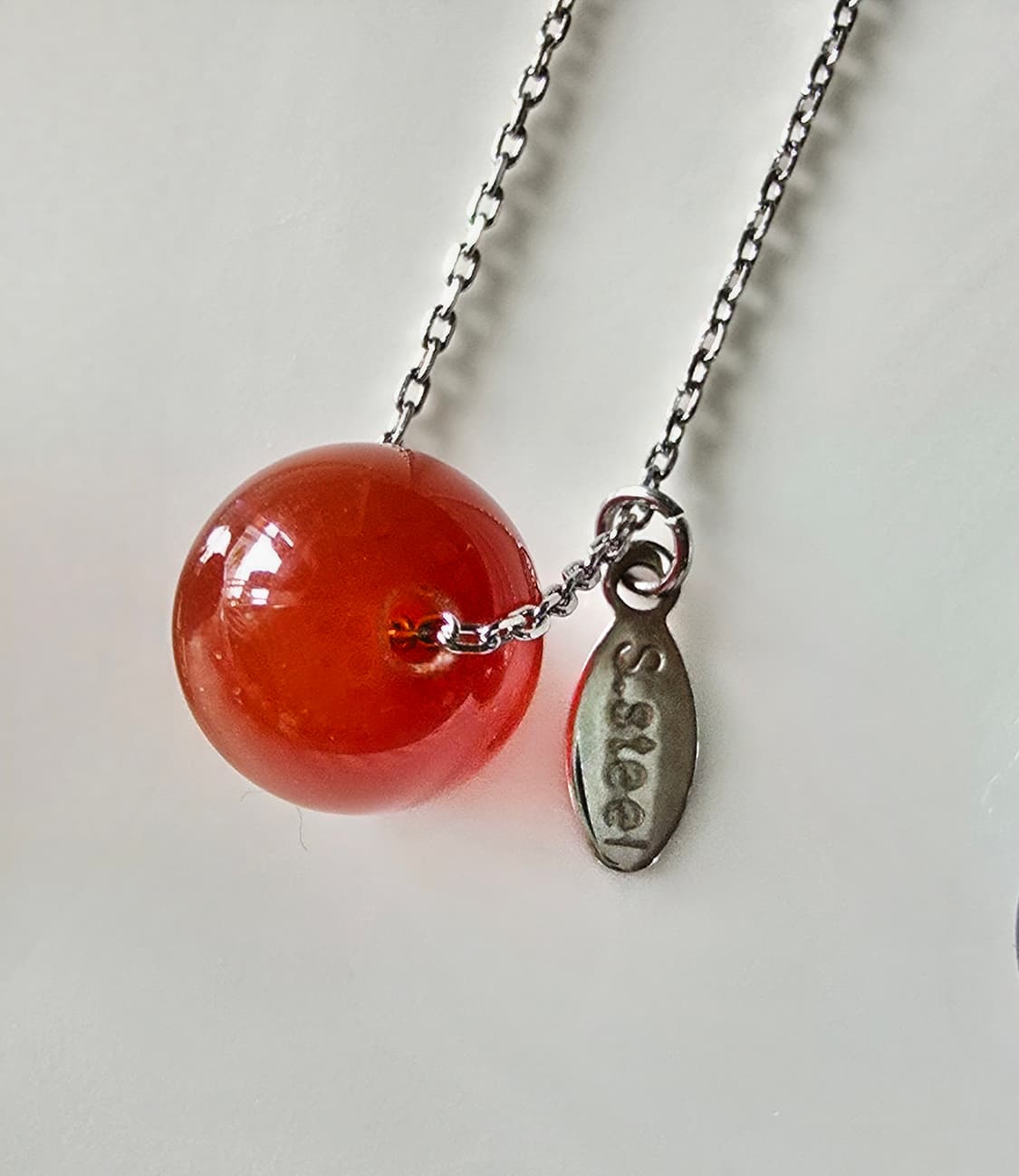 써지컬스틸 원석목걸이_홍마노 상품이미지2