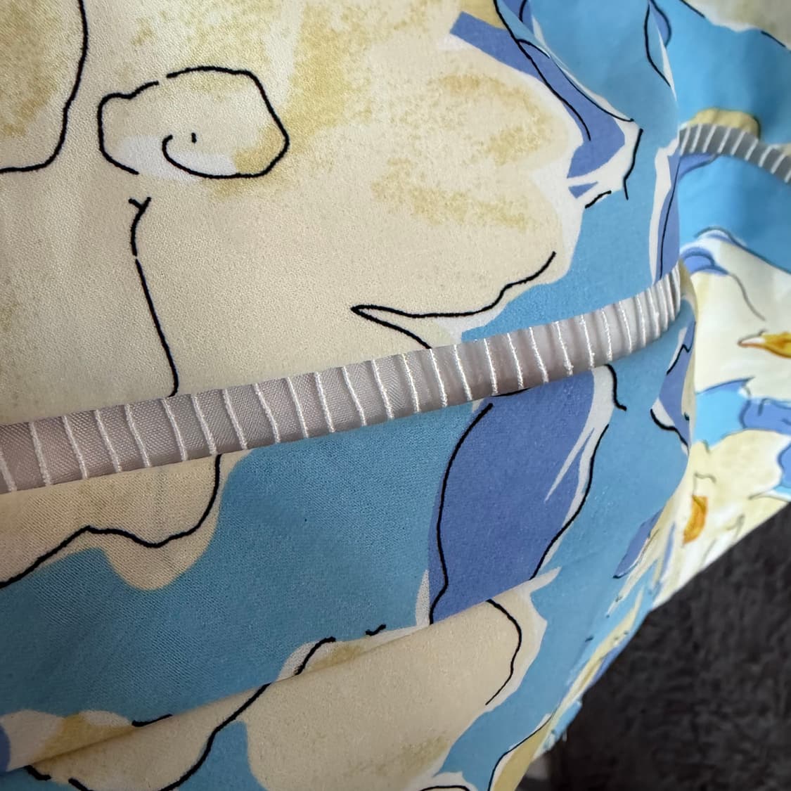 샤틴 플라워 패턴 반팔 롱 원피스 상품이미지5