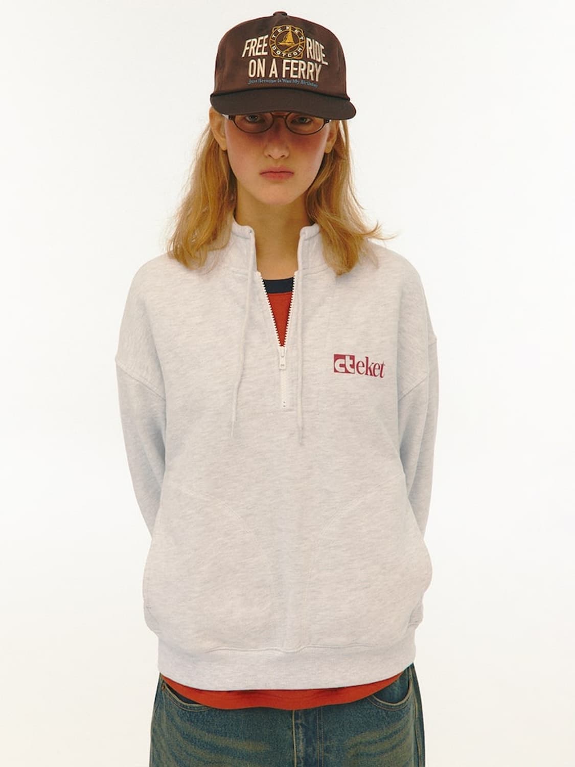 [M] 테켓 플랜 하프 집업 스웨트셔츠 멜란지그레이 상품이미지2