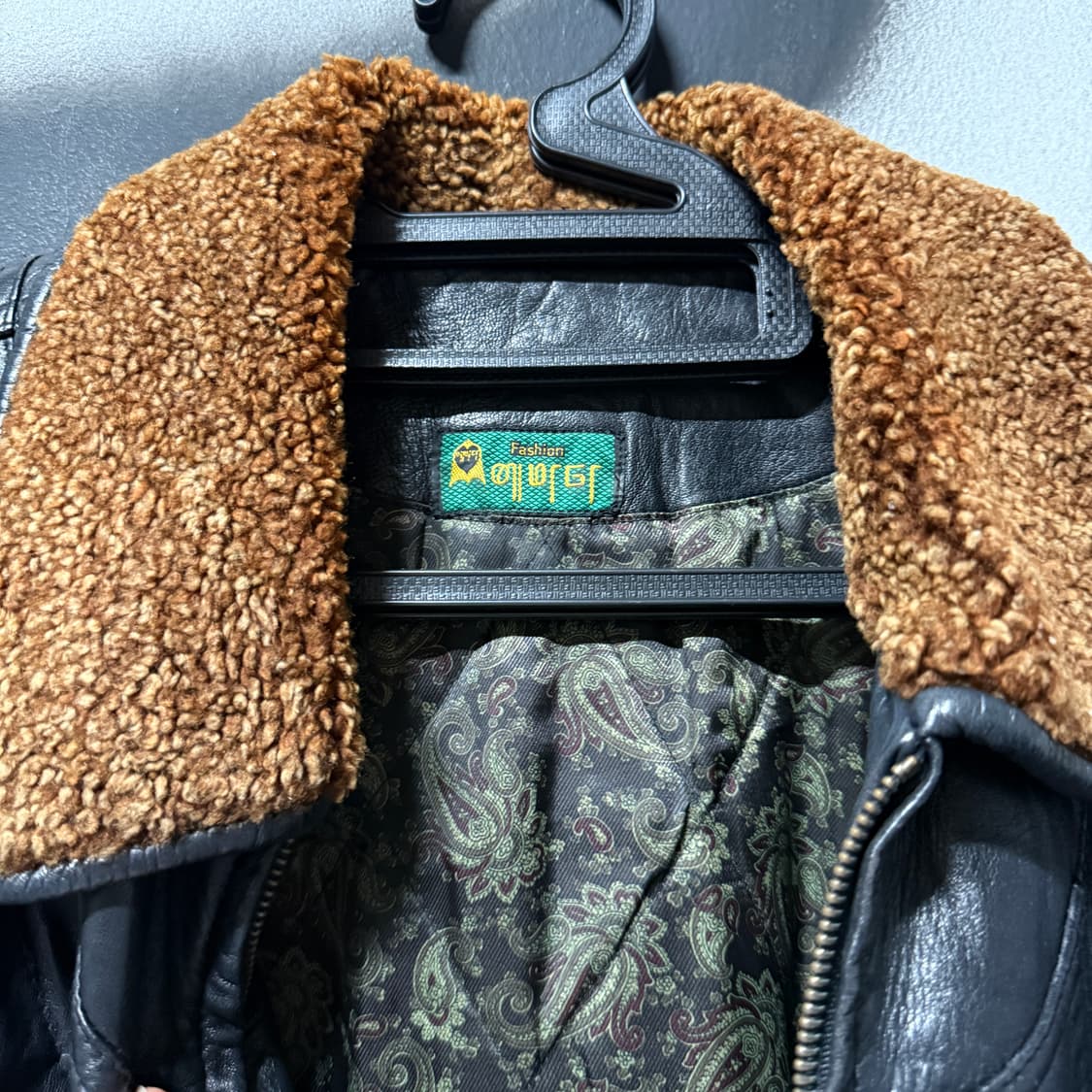 VTG 빈티지 100% 양가죽 퍼 카라 디테일 웨스턴 싱글 레더 자켓 상품이미지5