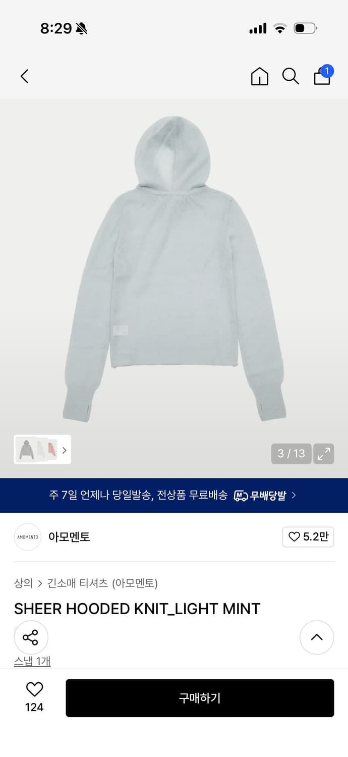 AMOMENTO 아모멘토 SHEER HOODED KNIT 상품이미지3