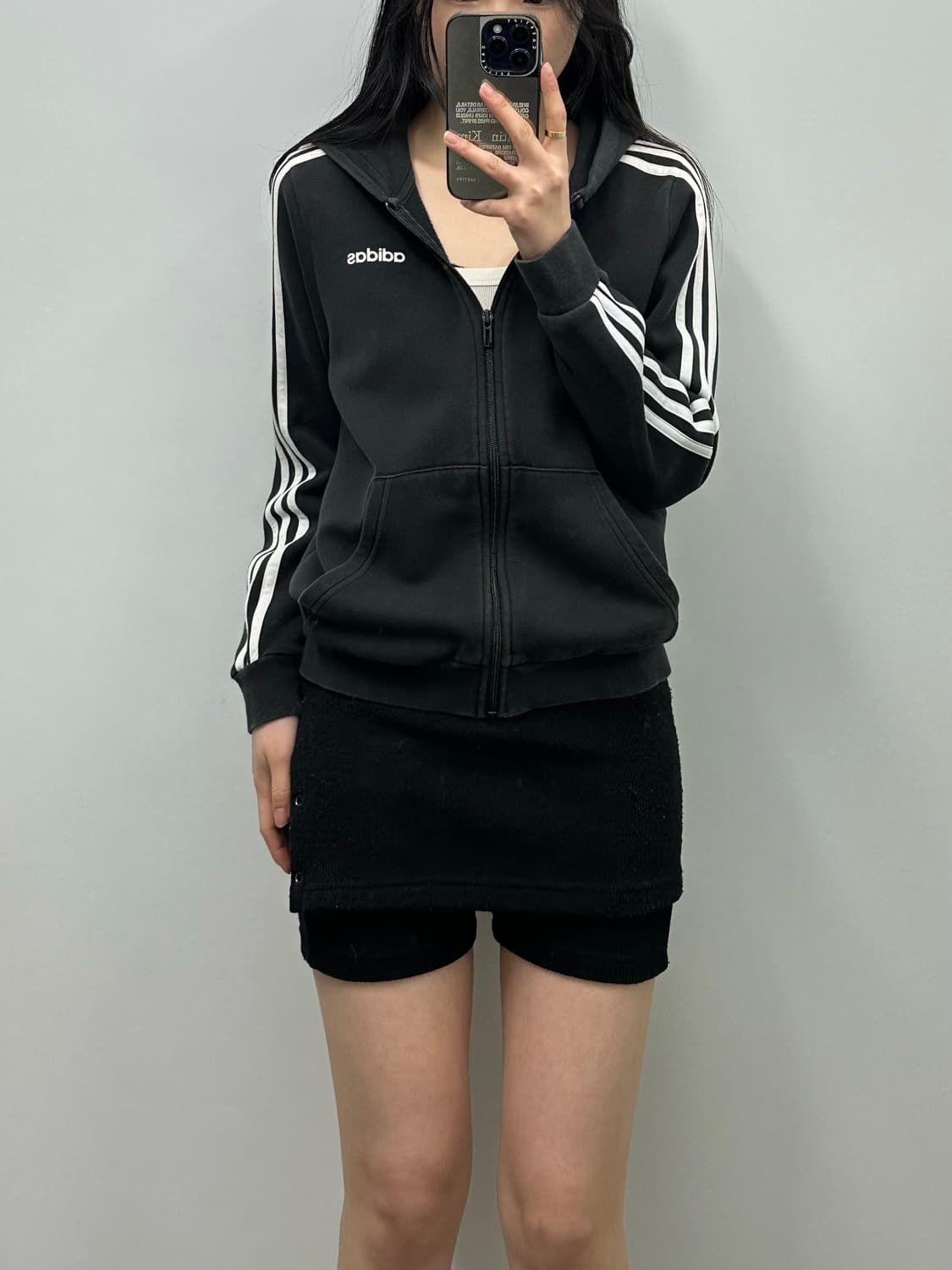 아디다스 블랙 사이드라인 후드집업 상품이미지1