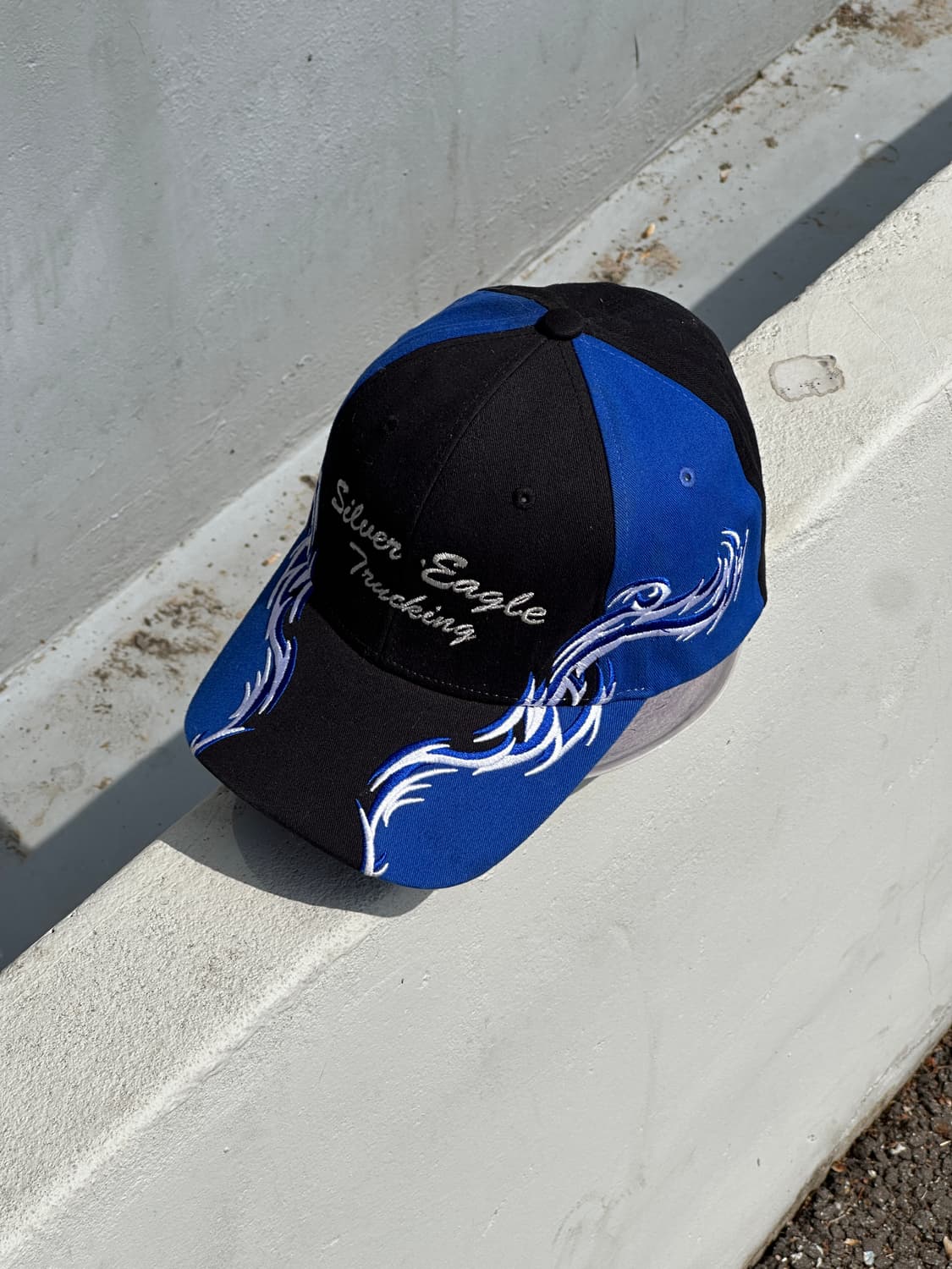 [M-L] Port Authority 블루 블랙 그래픽 빈티지 볼캡 모자 상품이미지2