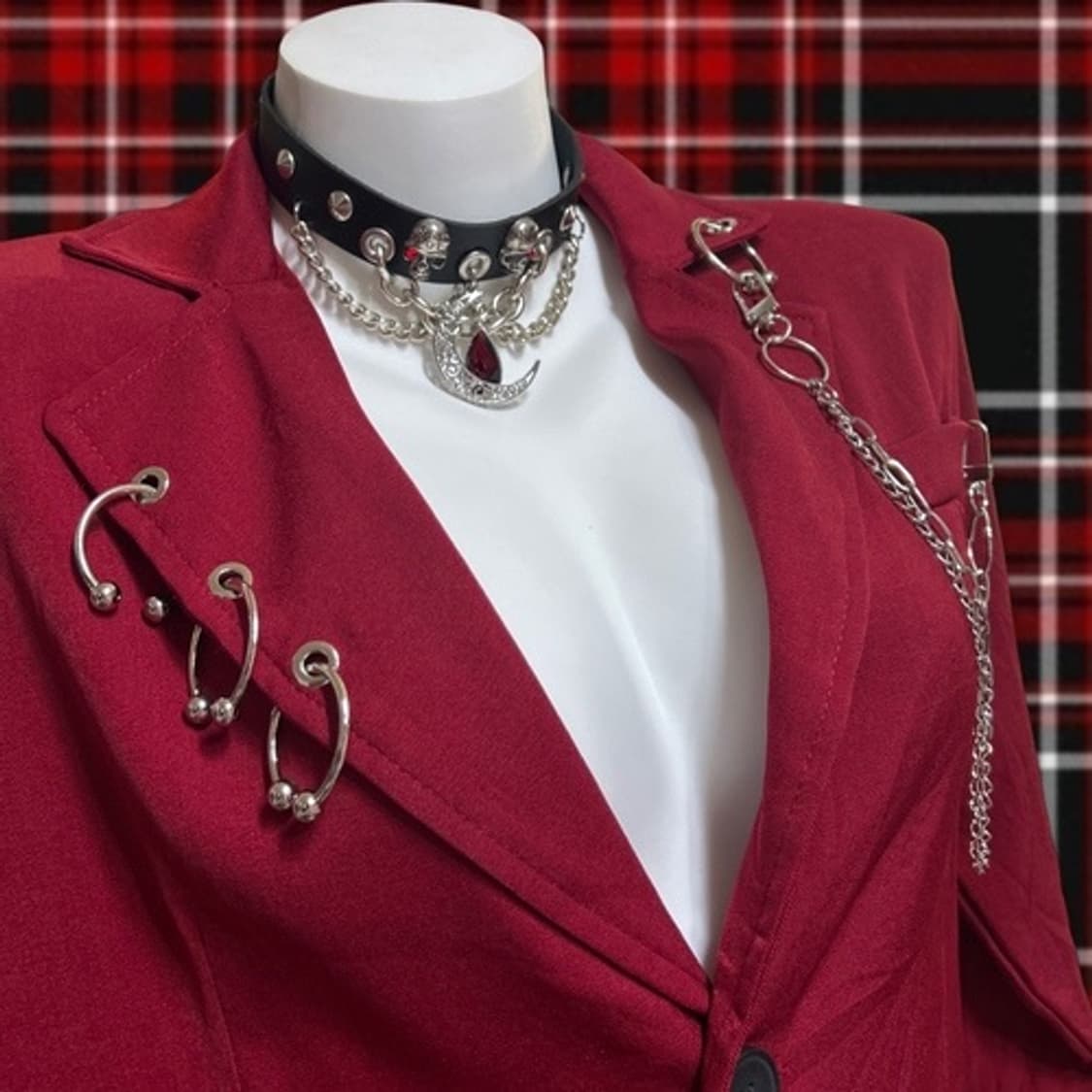 vintage pierce chain punk wine jacket 상품이미지7