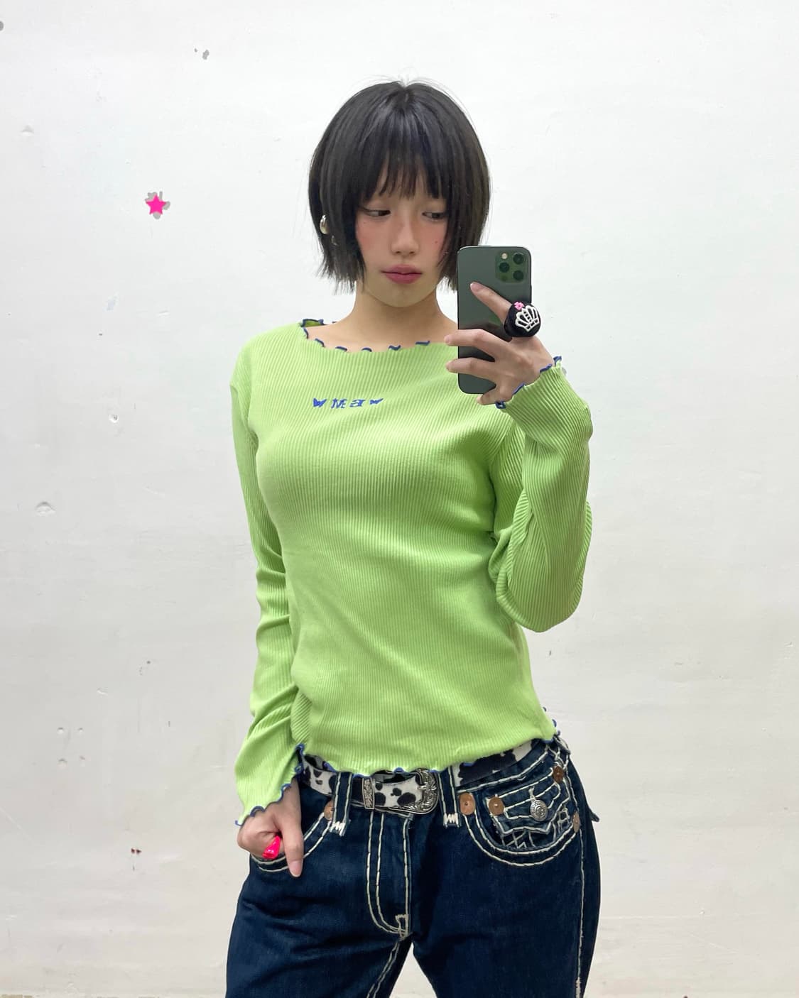 Green blue wave long sleeve  상품이미지1