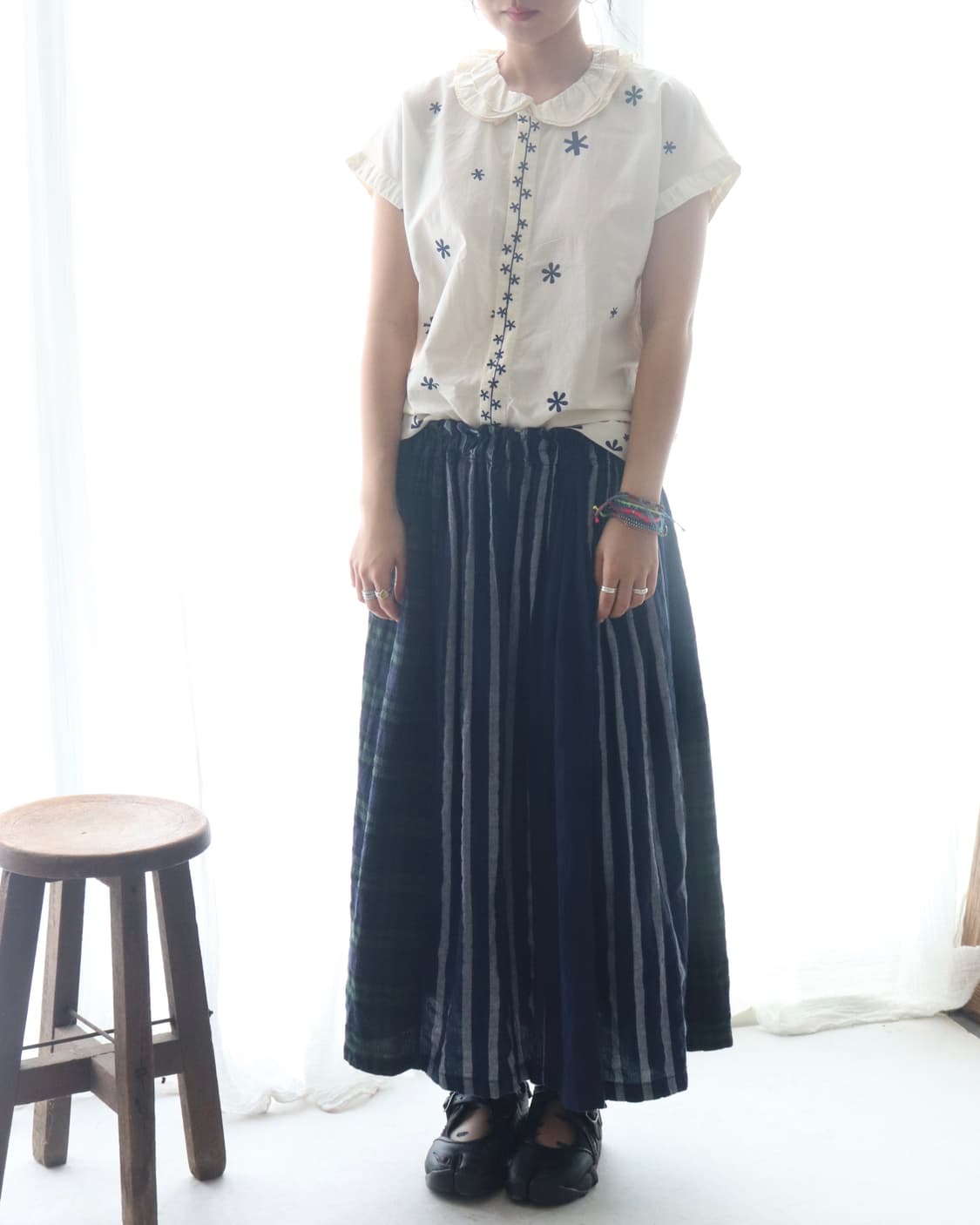 [Natural Laundry] Check & Stripe Skirt 상품이미지2