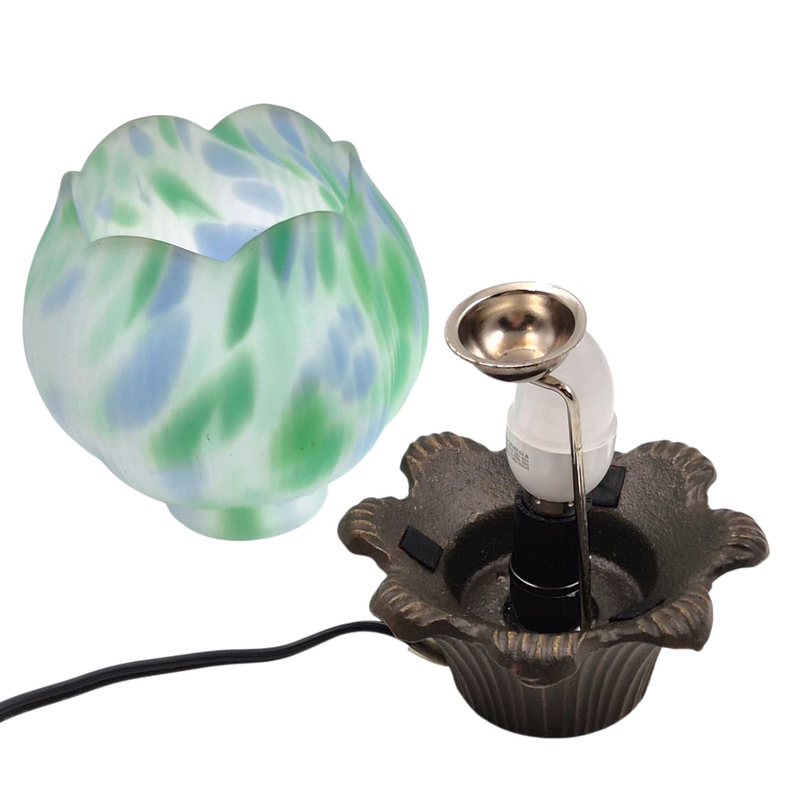 90s 호야 크리스탈 그린 마블 튤립 화분 조명 상품이미지6