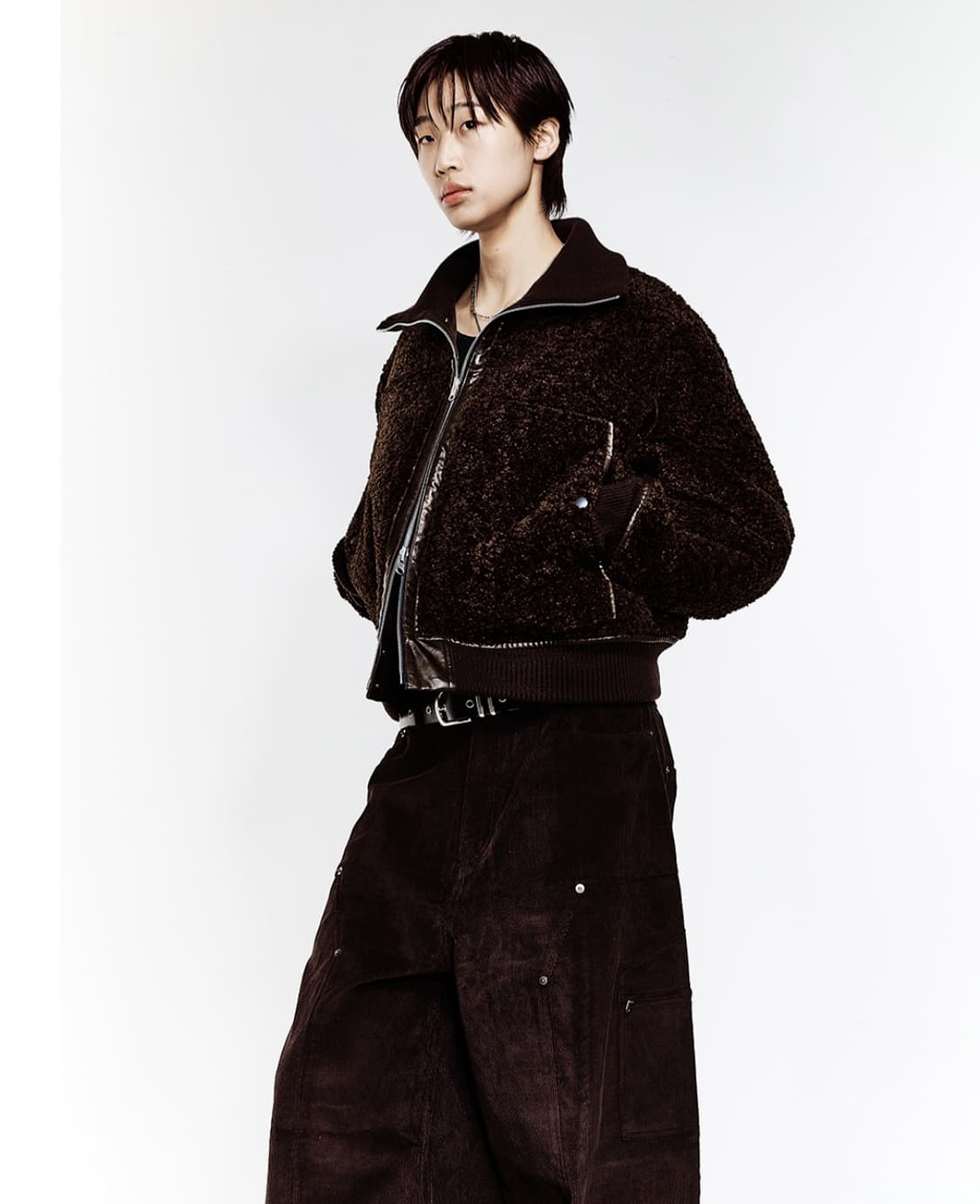 알렌느 하이넥 리버시블 포우 시어링 블루종 브라운 1사이즈 상품이미지3