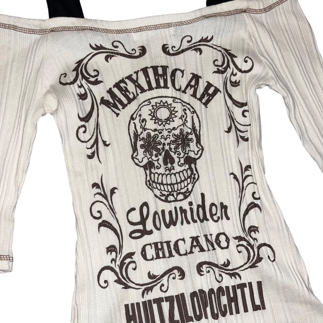 GARULA 갸루라 해골 프린팅 지퍼 오프숄더 7부티 갸루y2k 상품이미지3