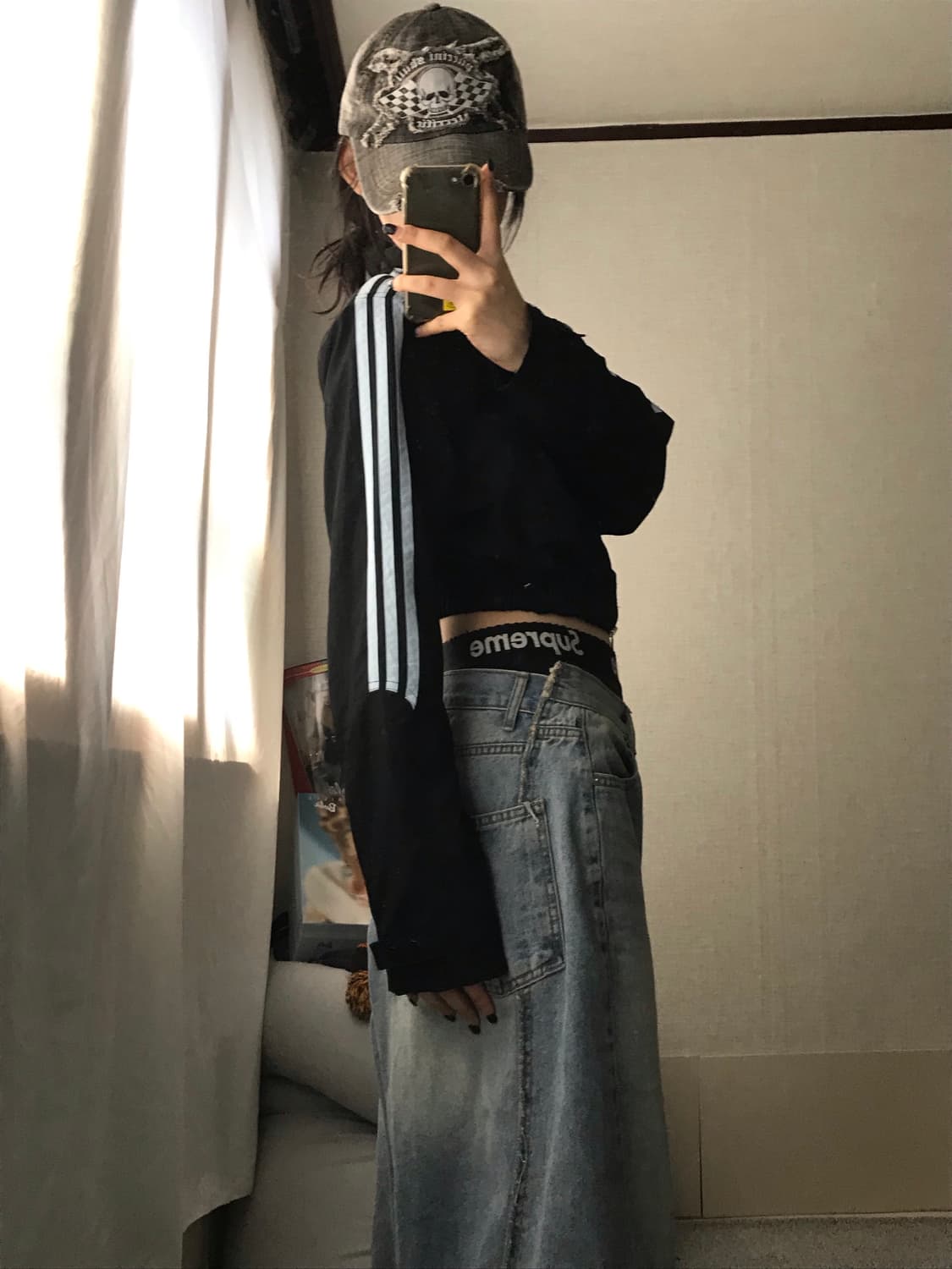 아디다스 블랙 연하늘 크롭 투웨이 바람막이 상품이미지4