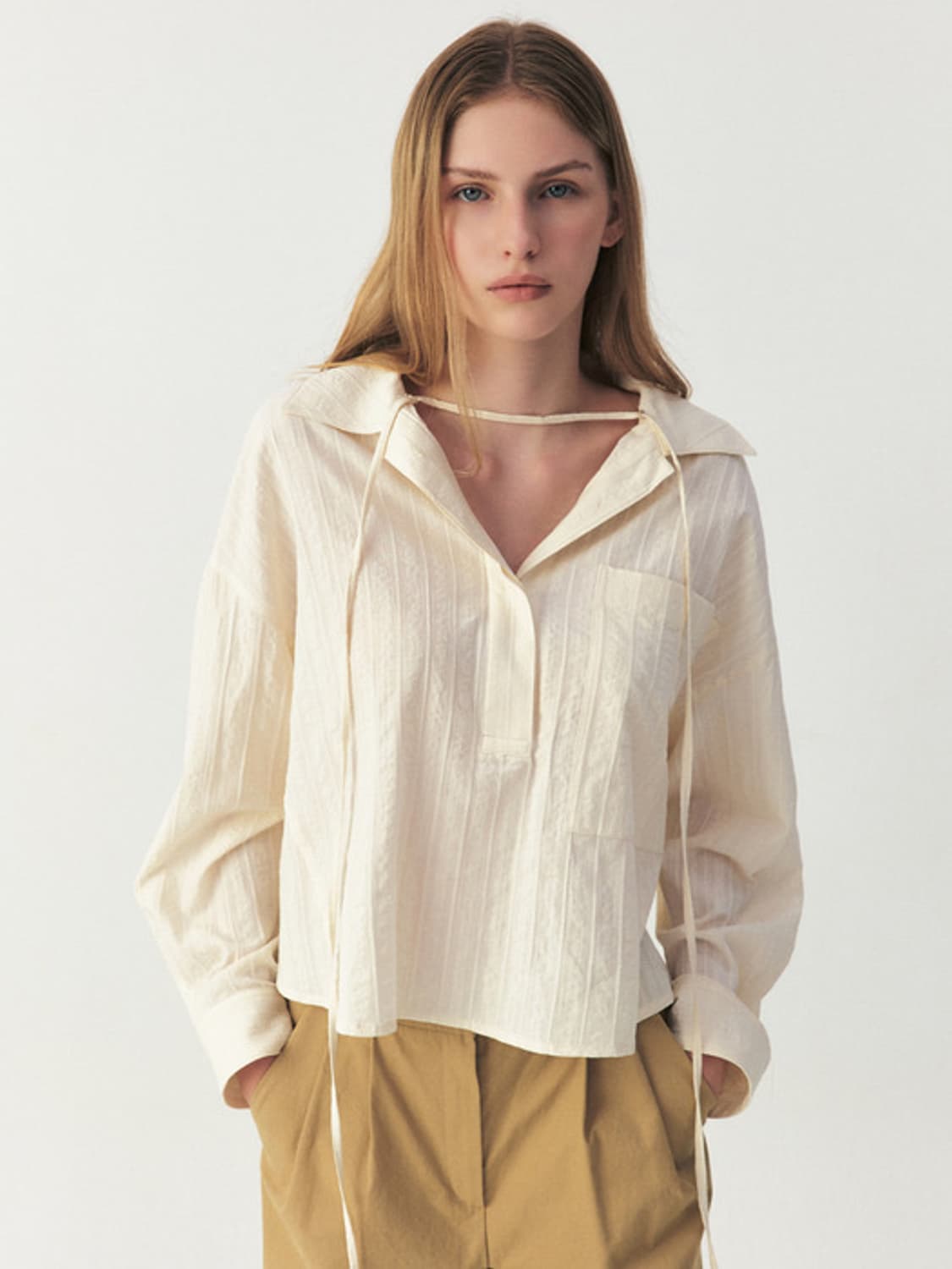 (m) 아티드 도비 코튼 스트랩 셔츠 상품이미지1