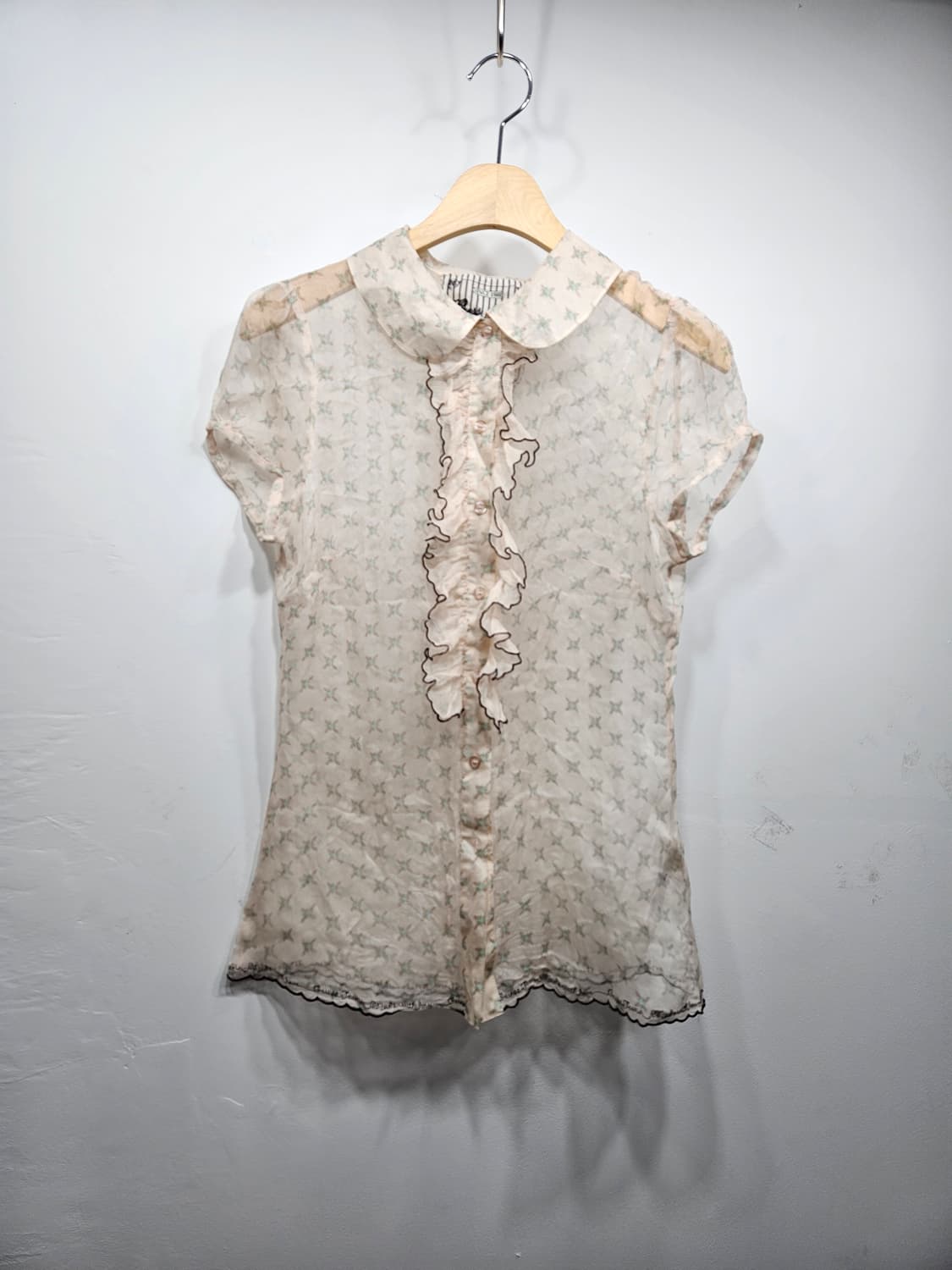 게스(Guess) 실크 100% 프릴 블라우스 S 상품이미지1