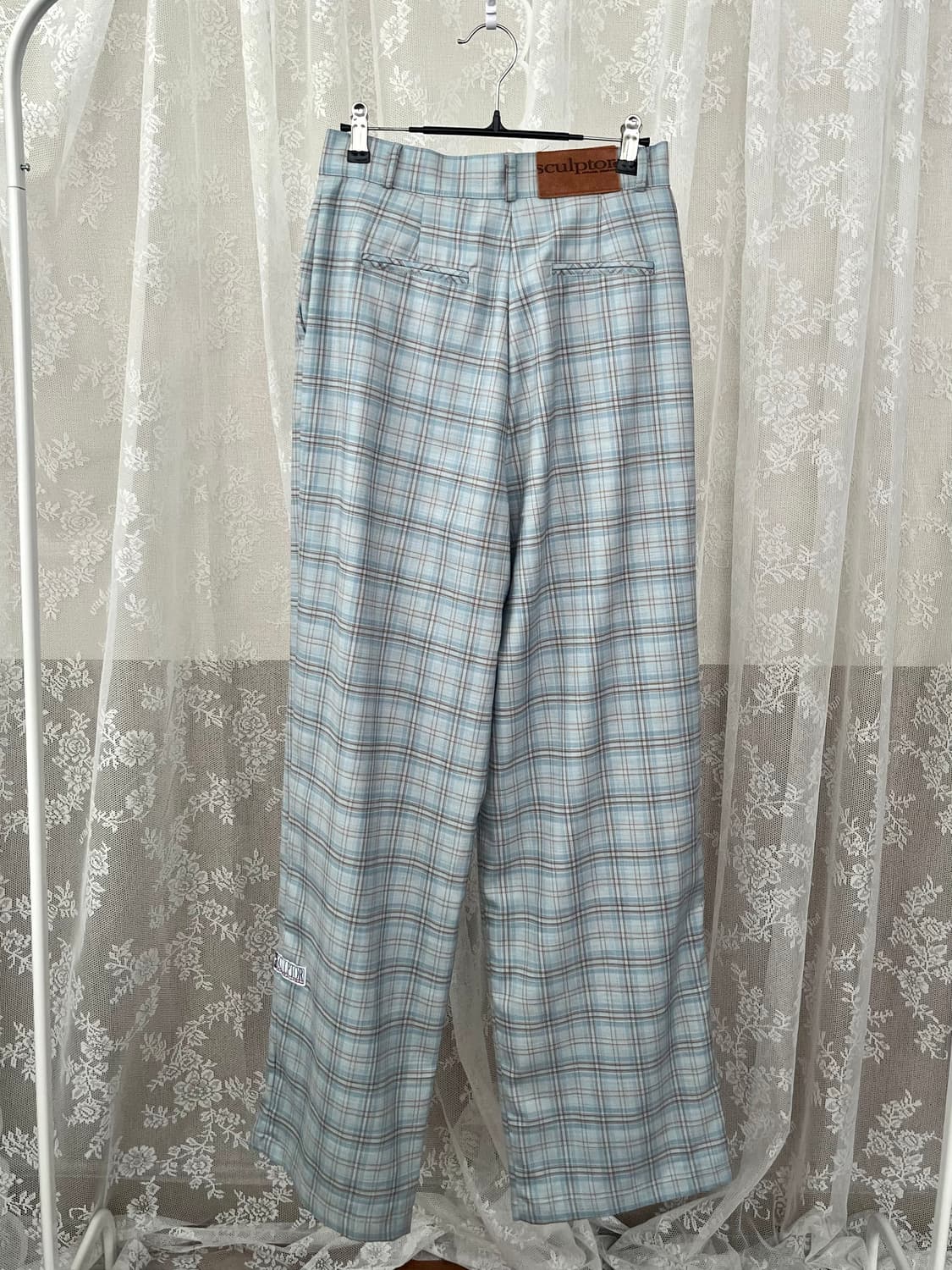 S) 스컬프터 체크 와이드 팬츠 블루 상품이미지2