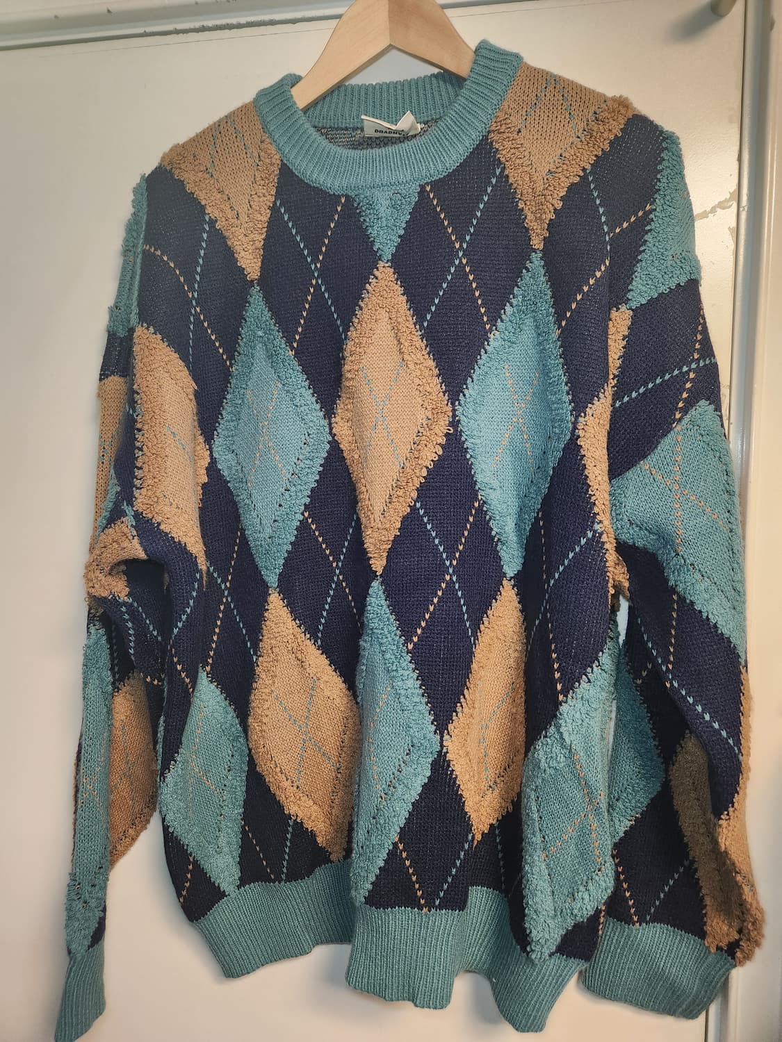 제너럴아이디어 레트로 아가일 오버핏 니트 M 상품이미지3