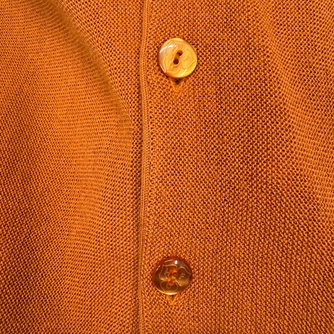 USA VTG 솔리드 울 니트 가디건 로고 자수 디테일 오렌지 상품이미지6