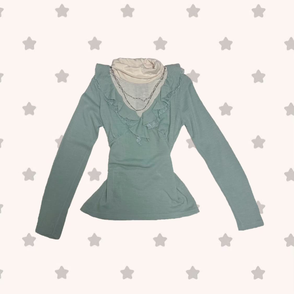 로맨틱/하구미 / 모리 / 로걀 / 갸루 / 민트 언발 프릴 롱슬탑 상품이미지1