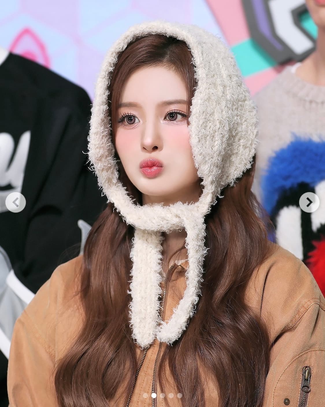 설윤 착용)펀프롬펀 니트 이어머프 핑크 바라클라바 비니 상품이미지1