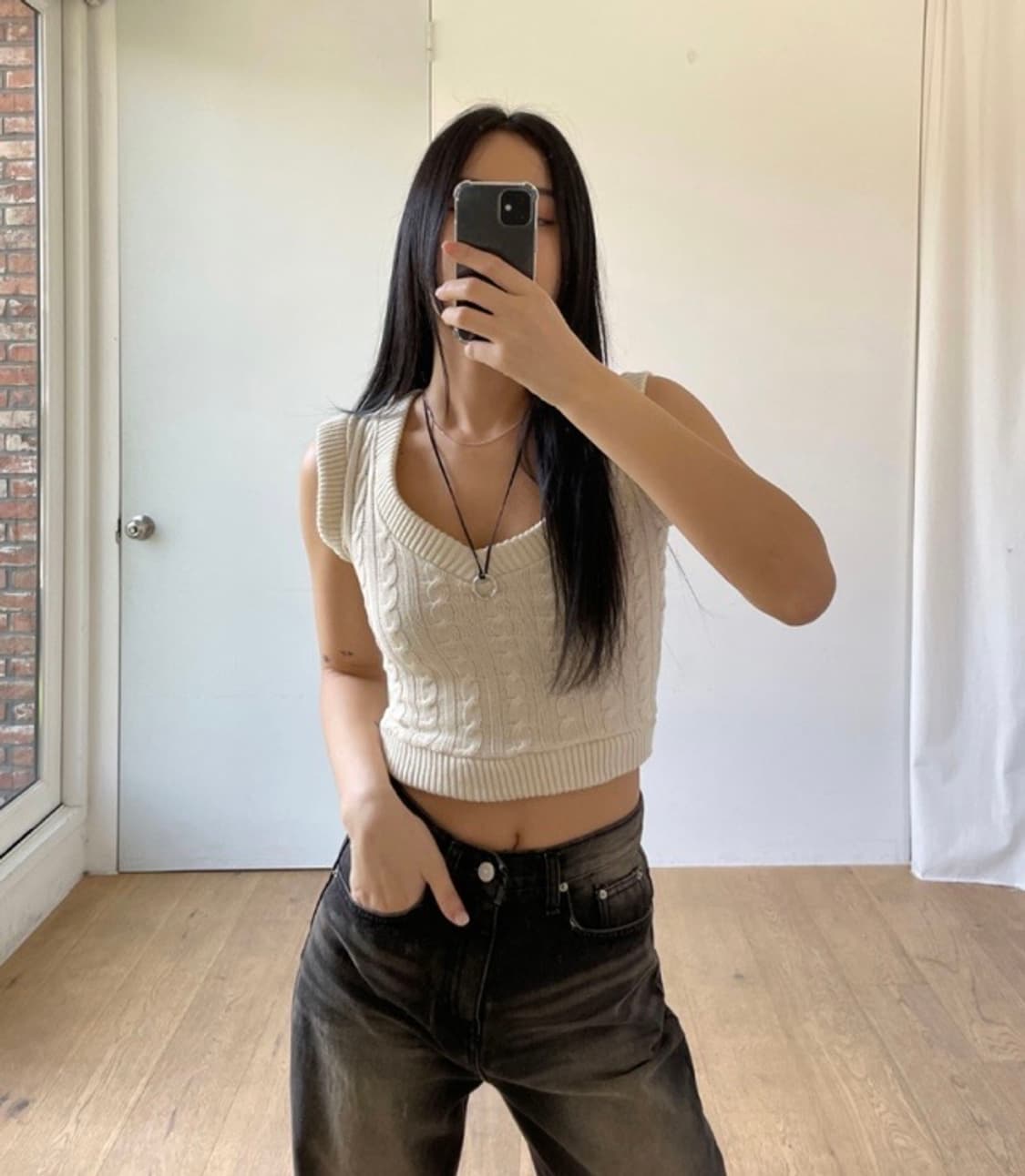 크롭 트위스트 니트 베스트 상품이미지2