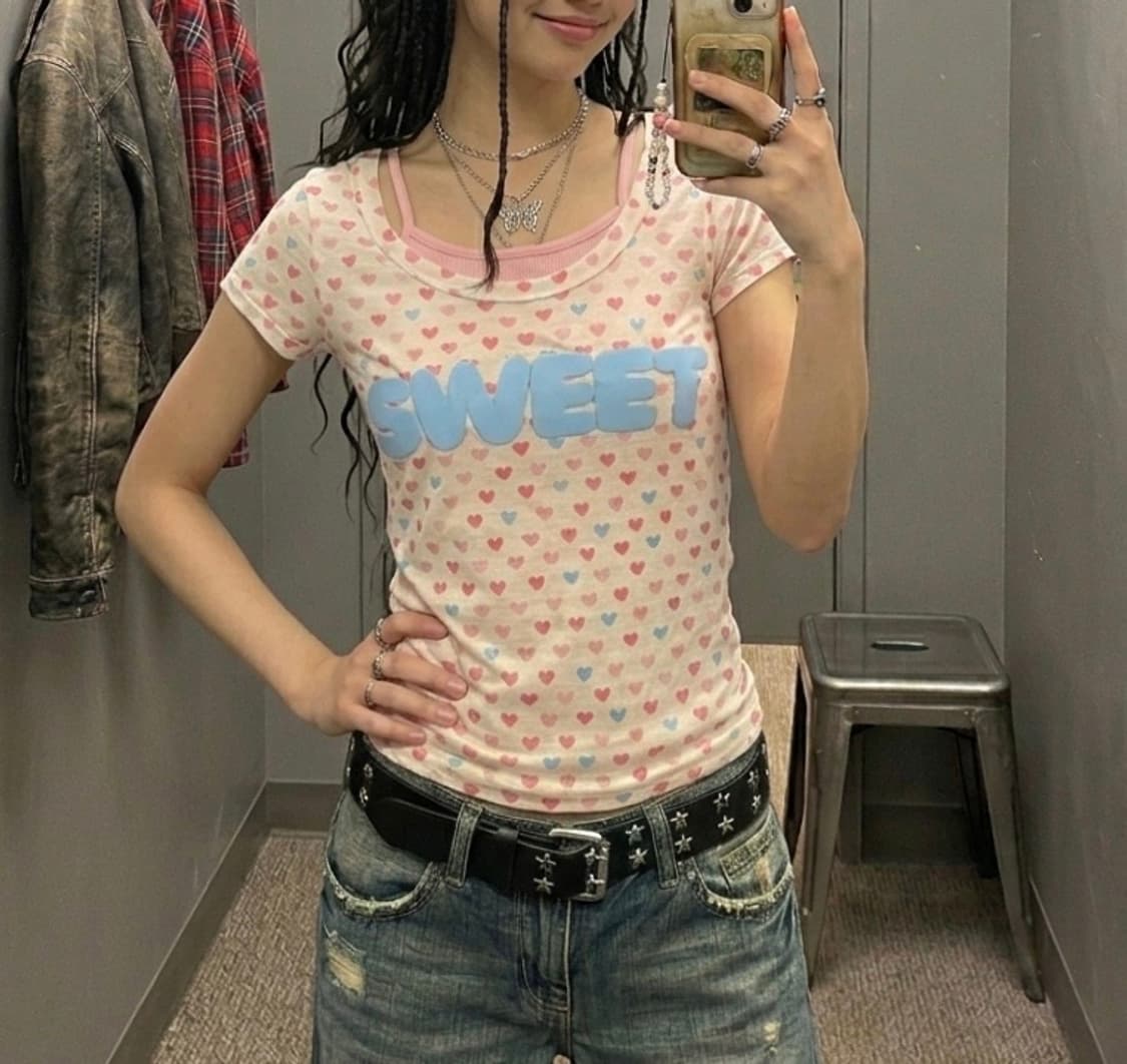 [새상품/택O] ANAP Y2K 빈티지 하트 스윗 베이비 티셔츠 상품이미지1