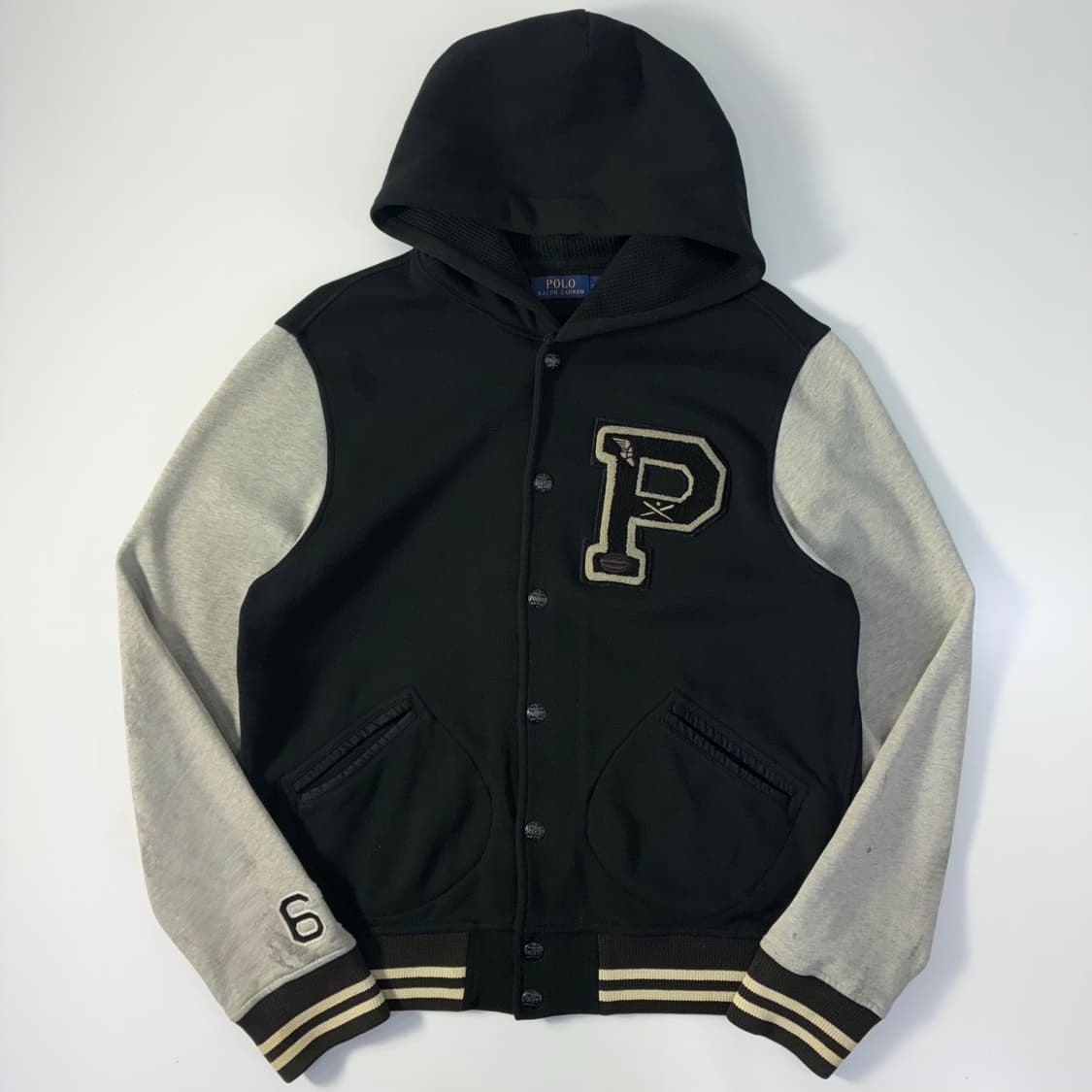 Polo 폴로 랄프로렌 신형 P엠브로이드 레터맨 후드 바시티 자켓 상품이미지1