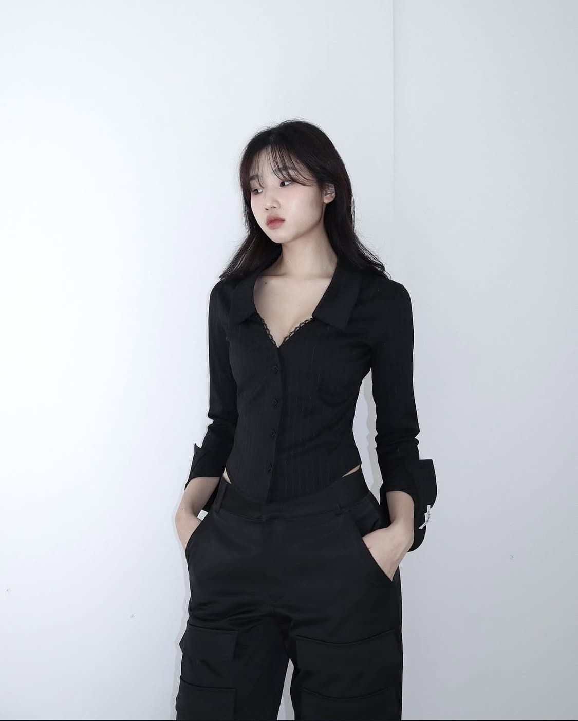 [CLaddA] 클라따 lace princess shirt, black 상품이미지1