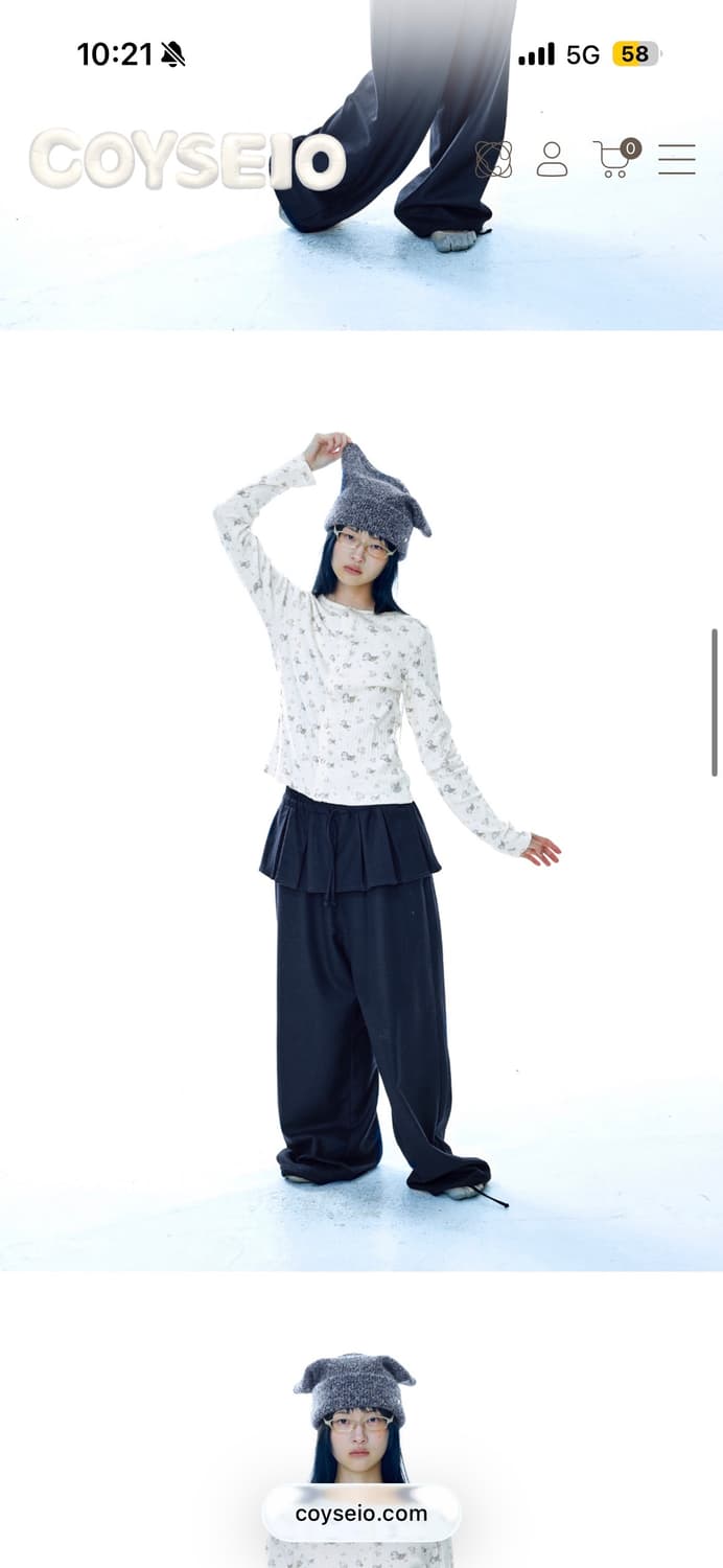 코이세이오 플리츠오버울팬츠 네이비 2사이즈 모델착용 상품이미지3