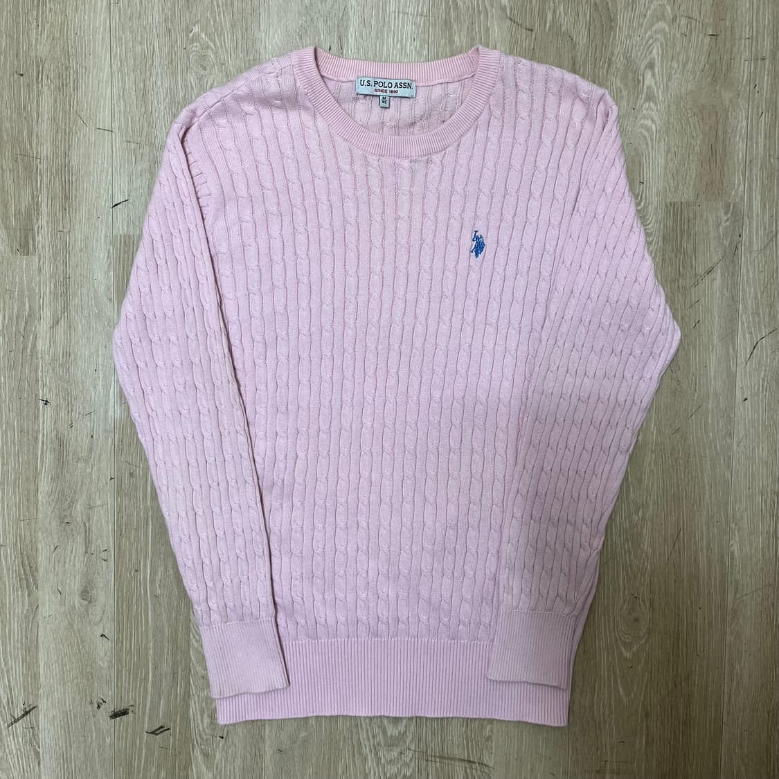 US폴로 여성 꽈배기 자수 로고 케이블 니트 스웨터 M(95) 상품이미지1