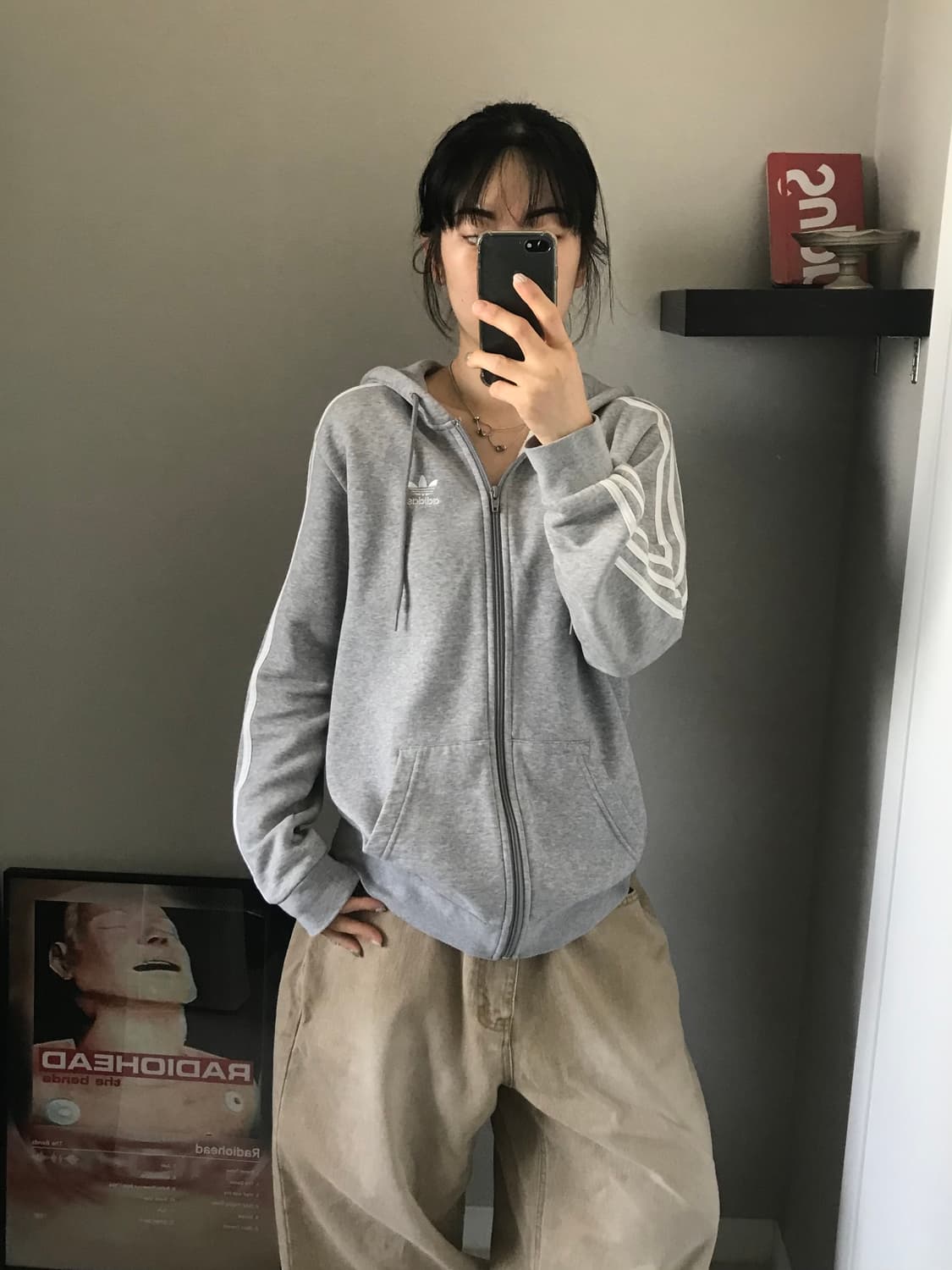 아디다스 트레포일 사이드라인 그레이 후드집업 상품이미지1