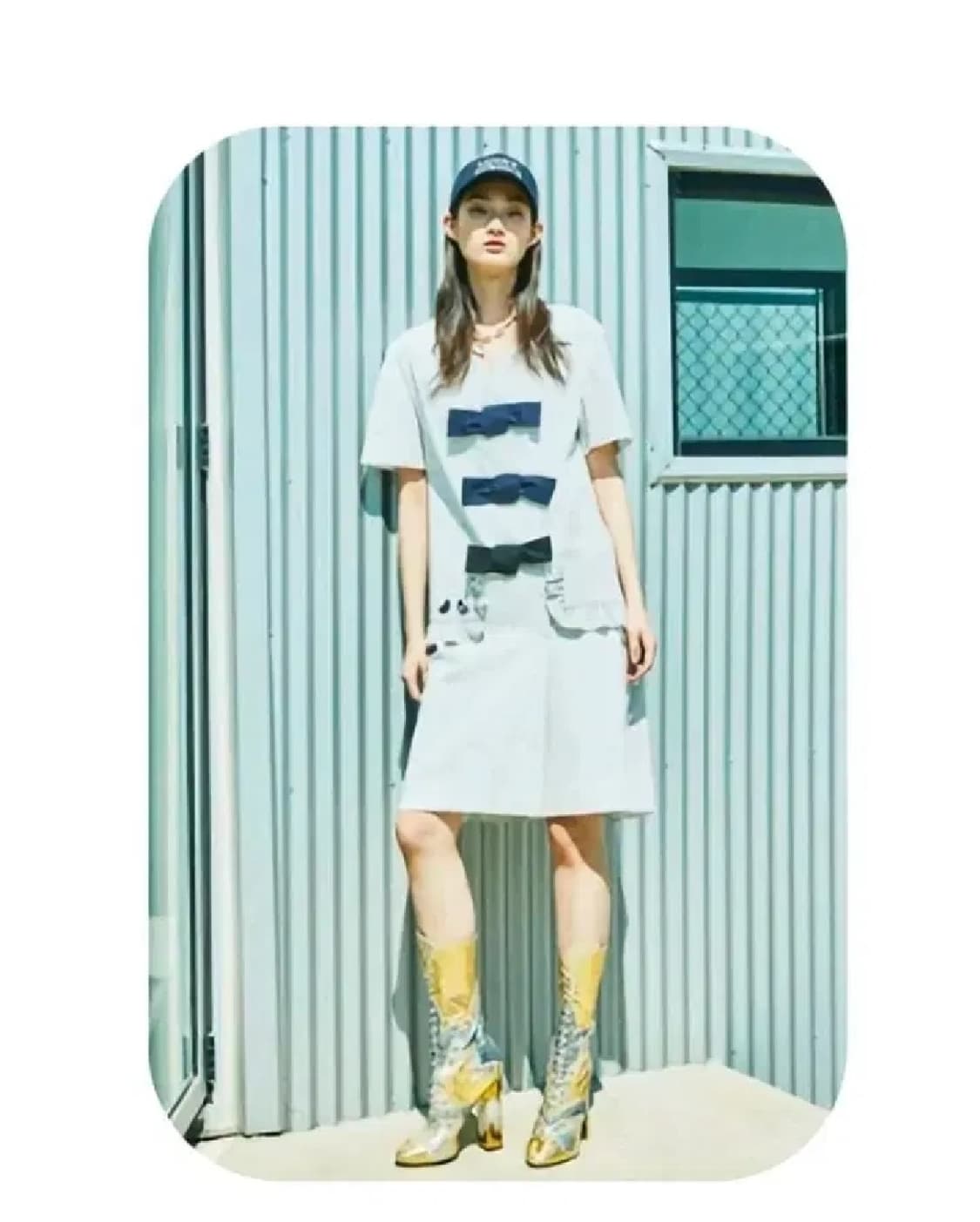 럭키슈에뜨 2020 스트라이프 배색 리본 장식 원피스 36사이즈 상품이미지1