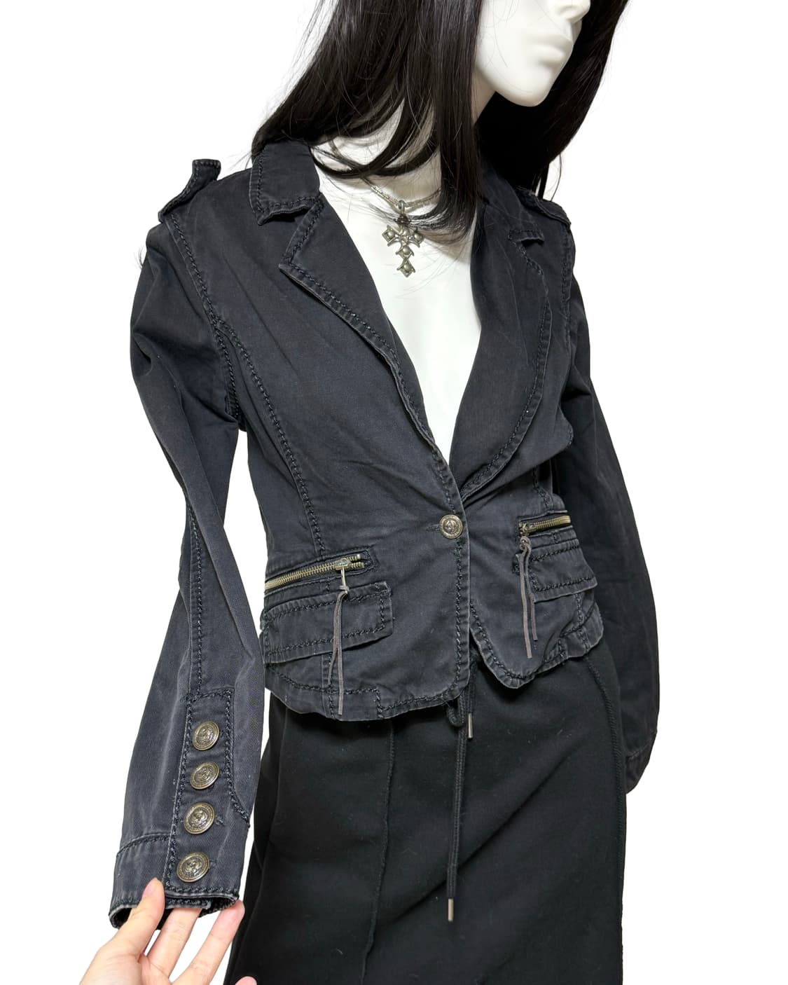 빈티지 락시크 흑청 데님 자켓 상품이미지2