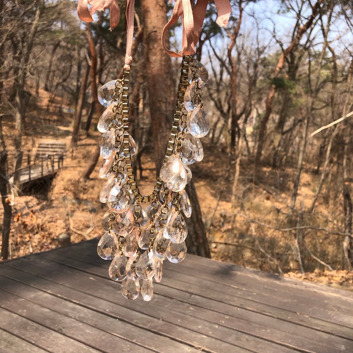 핑크 크리스탈 리본 목걸이 👢 상품이미지4