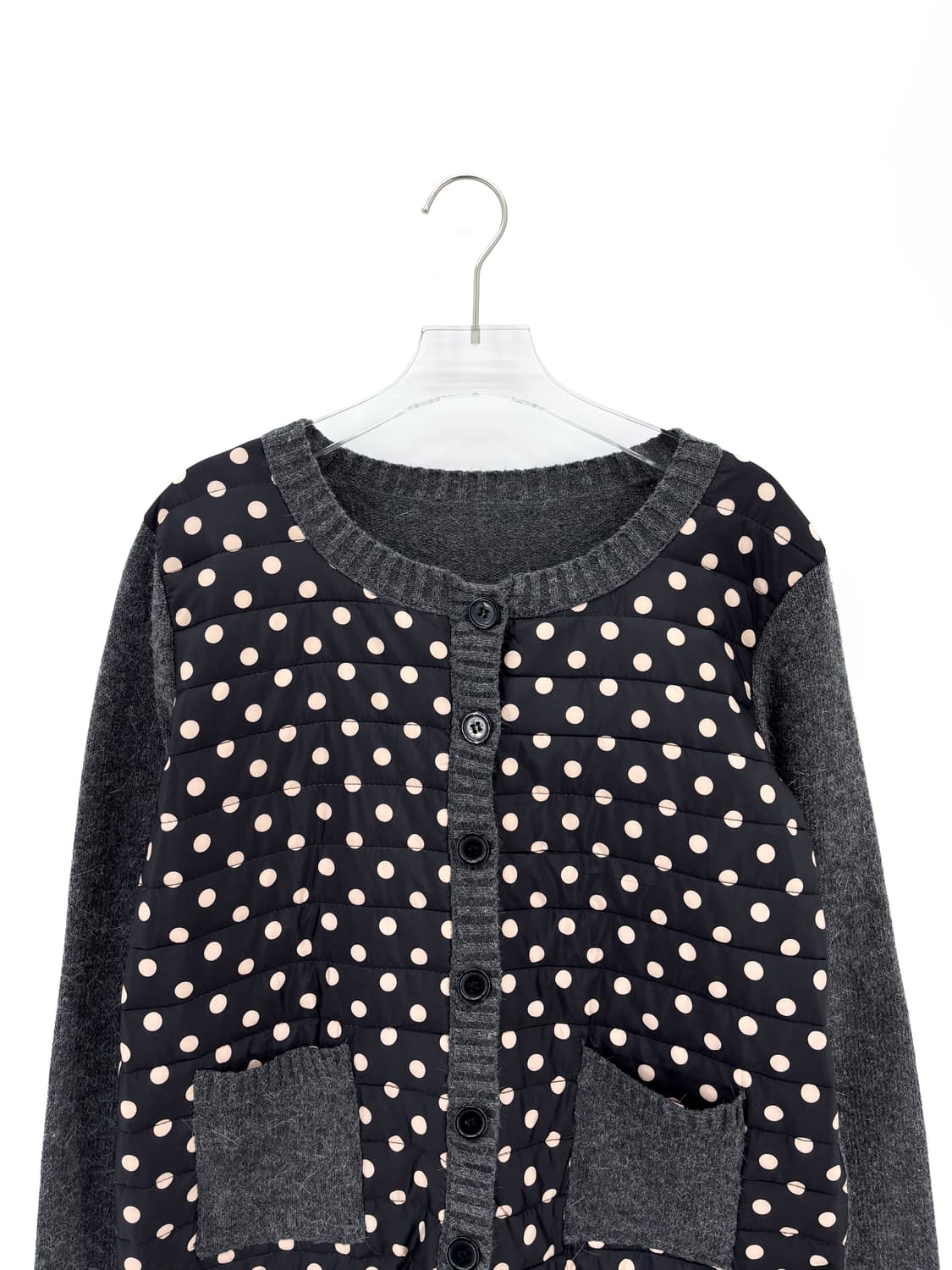 빈티지 패디드 도트 가디건 상품이미지3