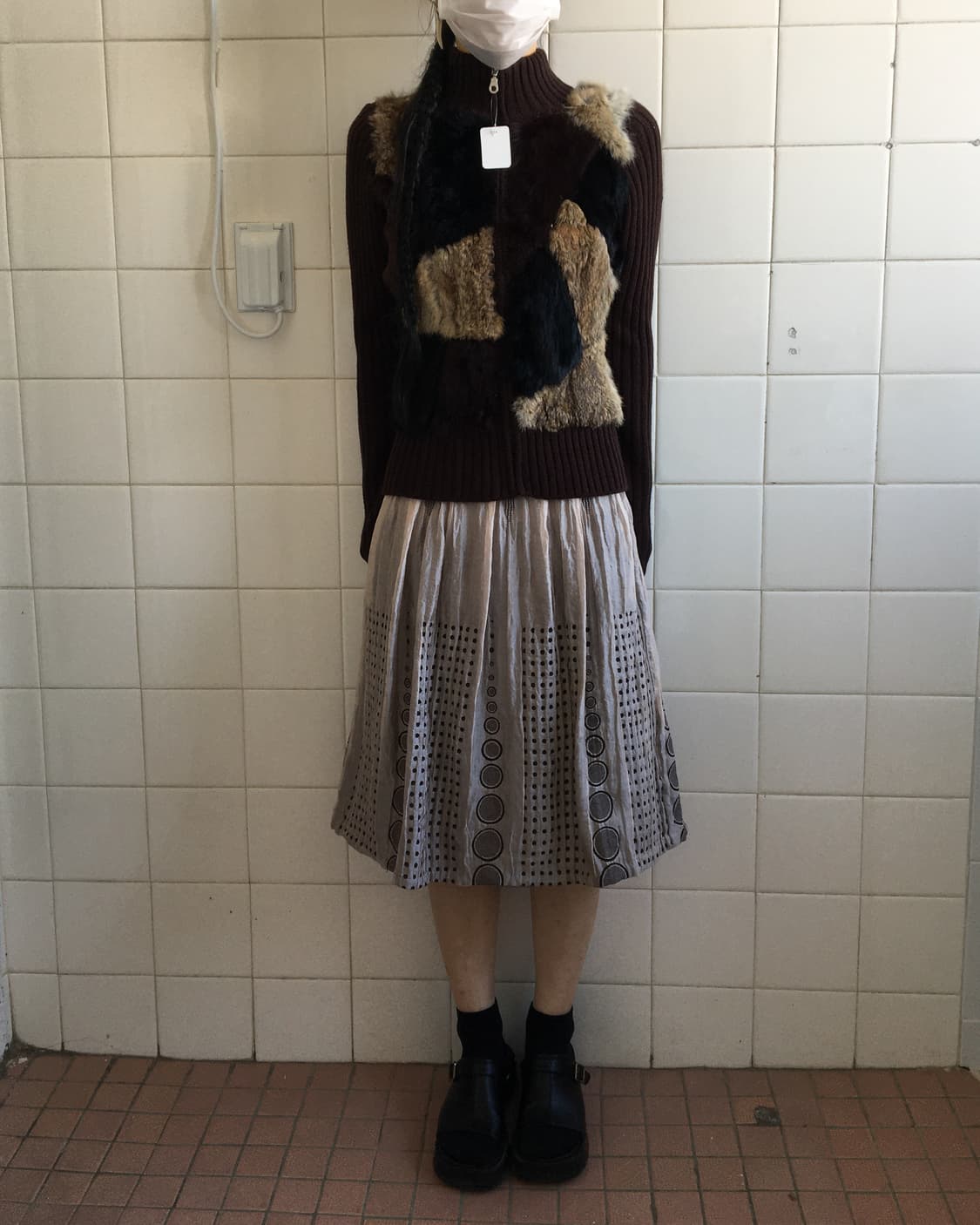 Rabbit fur high neck zip up 상품이미지1