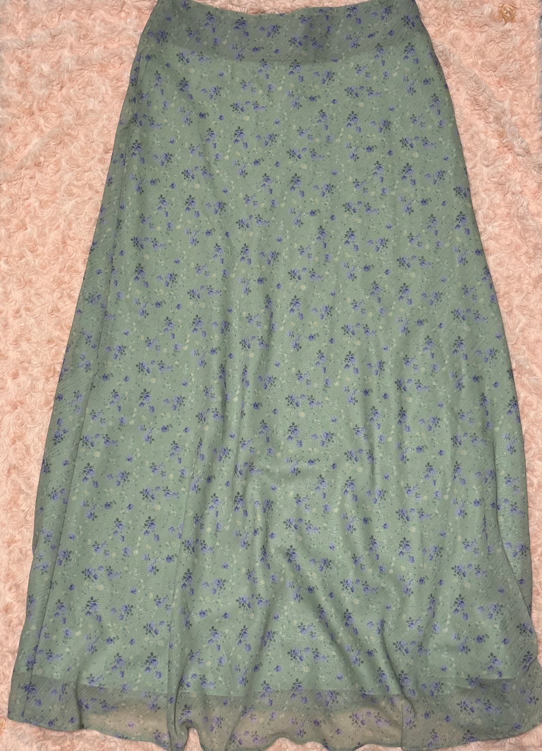 잔꽃무늬 그린 롱 스커트 상품이미지1