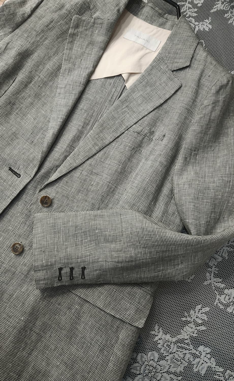 (새상품)타하리 체크 린넨자켓55 상품이미지4