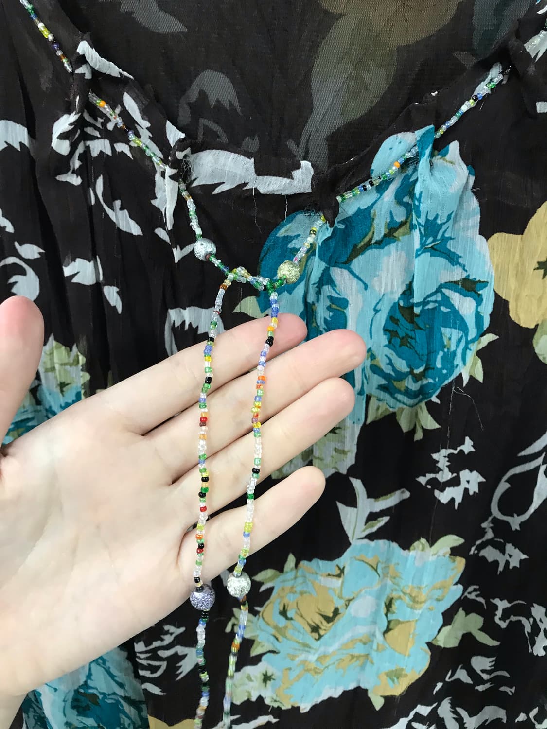 빈티지 비즈 패턴 슬리브리스 상품이미지5