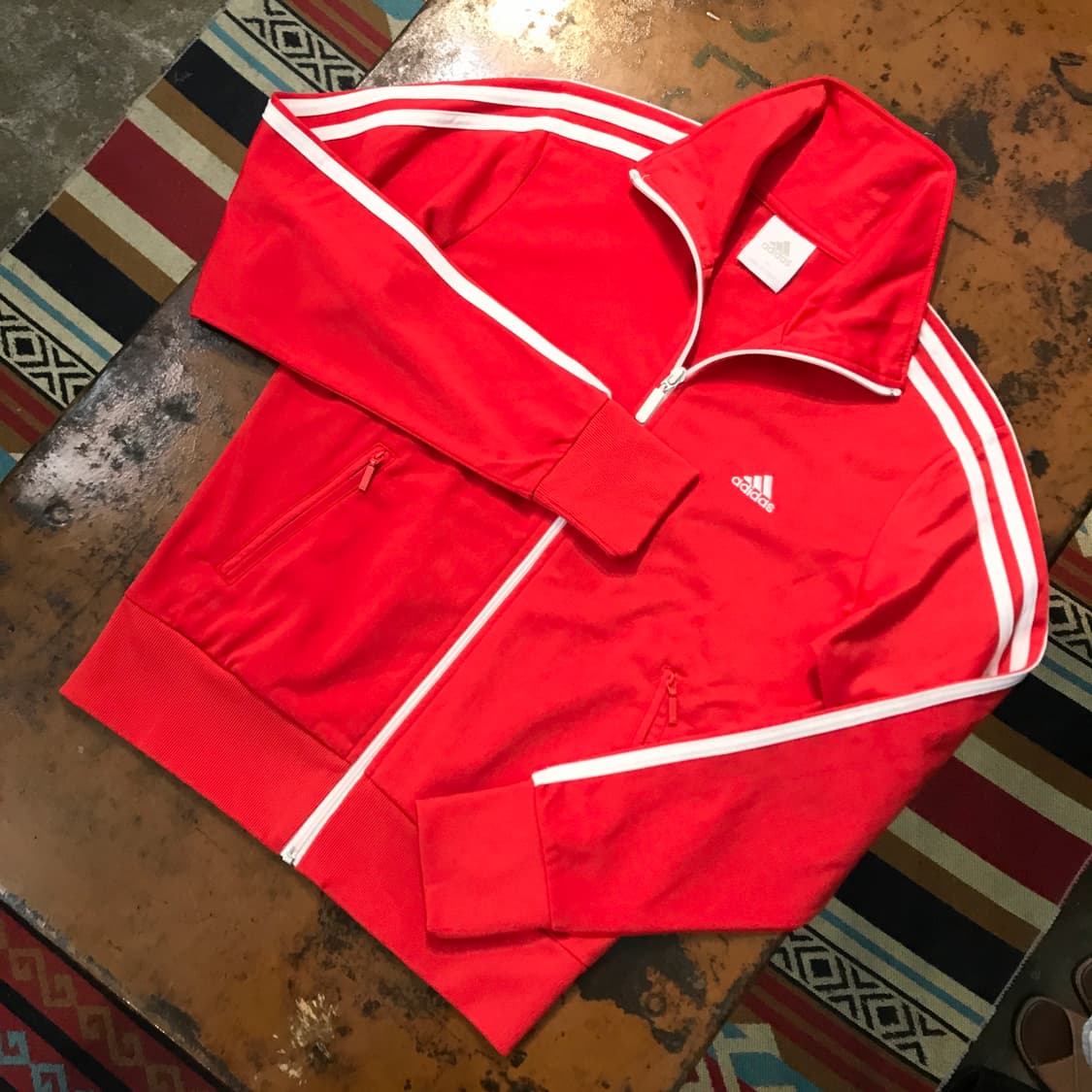 아디다스 레드 집업 져지 자켓 여성 44 사이즈  상품이미지1