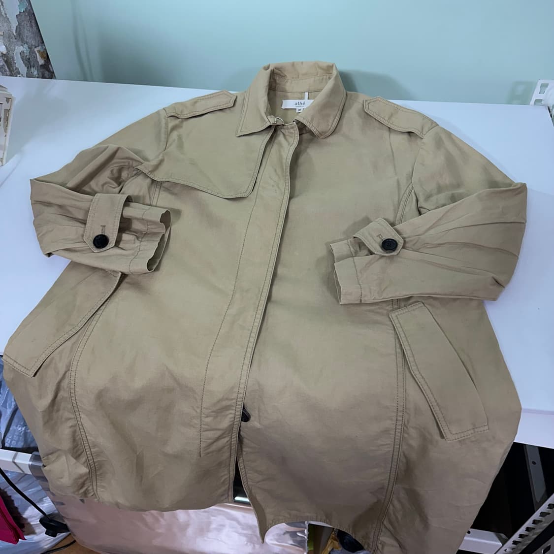 우먼M-L 바네사브루노 athe 베이지 카라넥 싱글자켓 상품이미지2