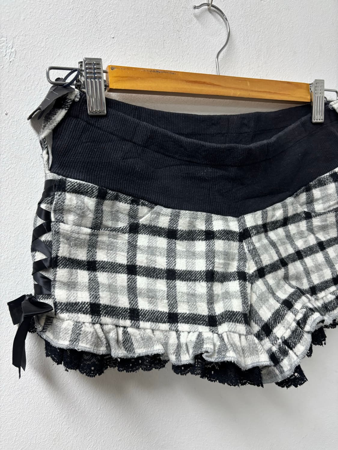 트랄라라 레이스 블랙 체크패턴 숏팬츠 상품이미지3